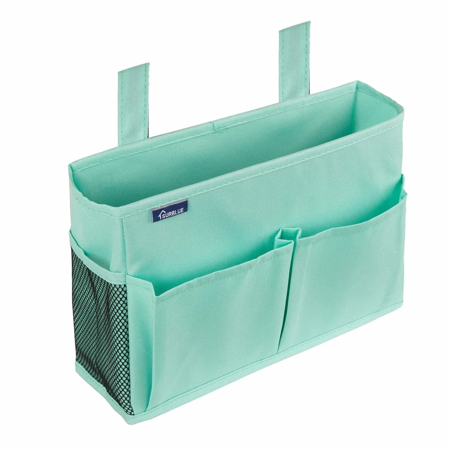 Surblue Bedside Caddy Colgante Bolsa de Almacenamiento 4 bolsillos 2 ganchos Verde