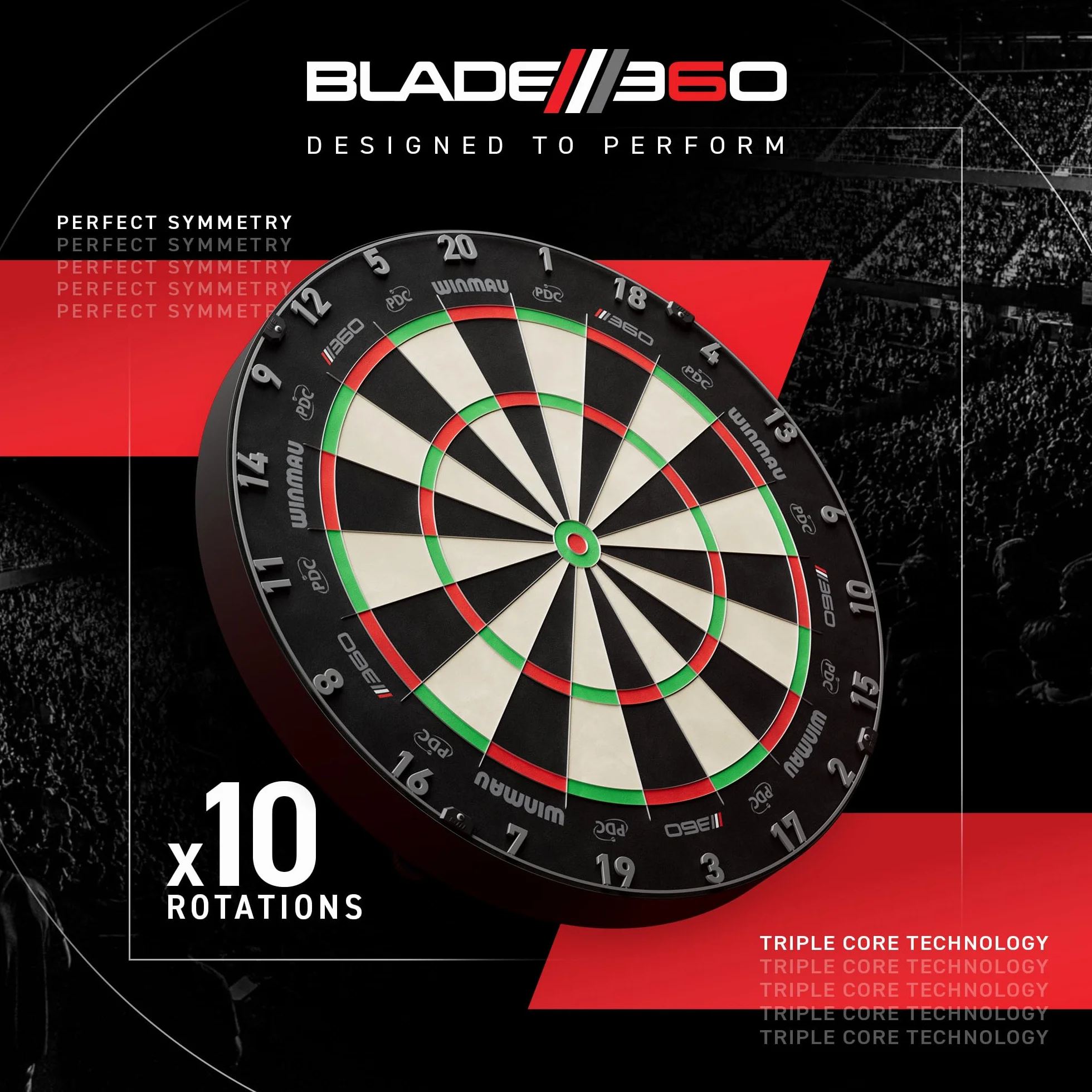 WINMAU Diana Blade 360 Triple Core Carbon Dartboard Rotación Completa Gráficos Simétricos PDC Profesional