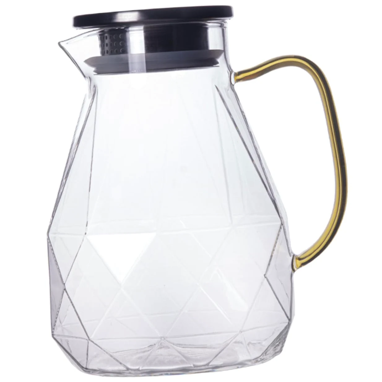 Jarra de Agua de Vidrio 1500ml con Tapa de Acero Inoxidable | Jarra de Bebidas para Hogar y Restaurante, Asa Reforzada y Vidrio Resistente al Calor