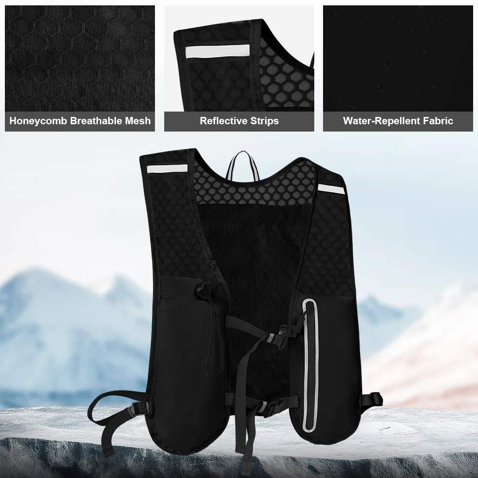 Chaleco Running,Multifunción Mochilas de Hidratación,Mochila Hidratación Ligero con Reflectante y Correas Pecho Ajustables,Chaleco Running Mujer Hombre para Correr Trail Marathoner