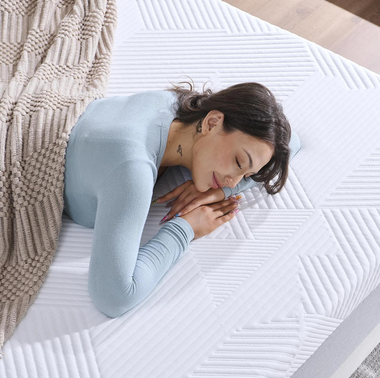 Twirest Topper de colchón de 180 x 200 cm, 5 cm de altura, sobrecolchón de 180 x 200 cm con un cómodo núcleo de espuma de confort, funda transpirable y lavable, para cama con somier, caravana, sofá