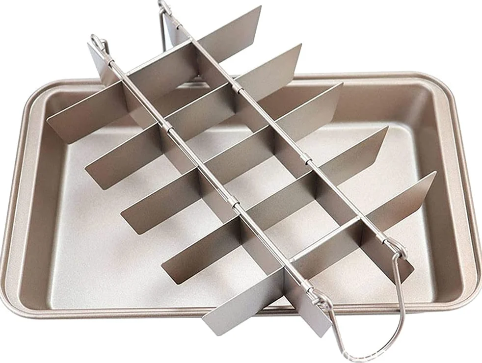 Moldes cuadrados para tartas de acero inoxidable con separadores extraíbles, aptos para horno de cocina