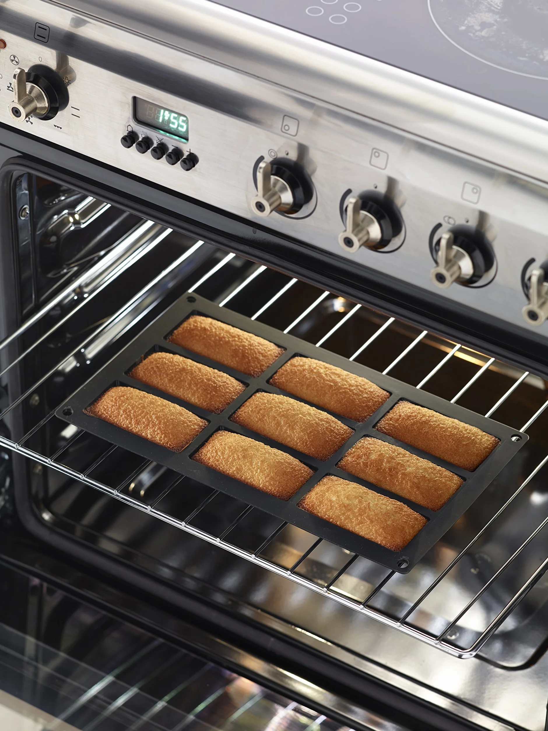 Lékué Molde silicona platino Gourmet Financier, Negro, 9 cavidades