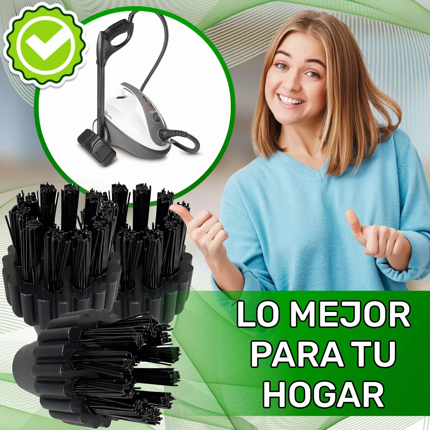 3 Piezas Redondo Cepillo Limpiador para Polti Vaporetto Vaporeta Limpieza Hogar - Garantía de 5 Años - ONIX TECH