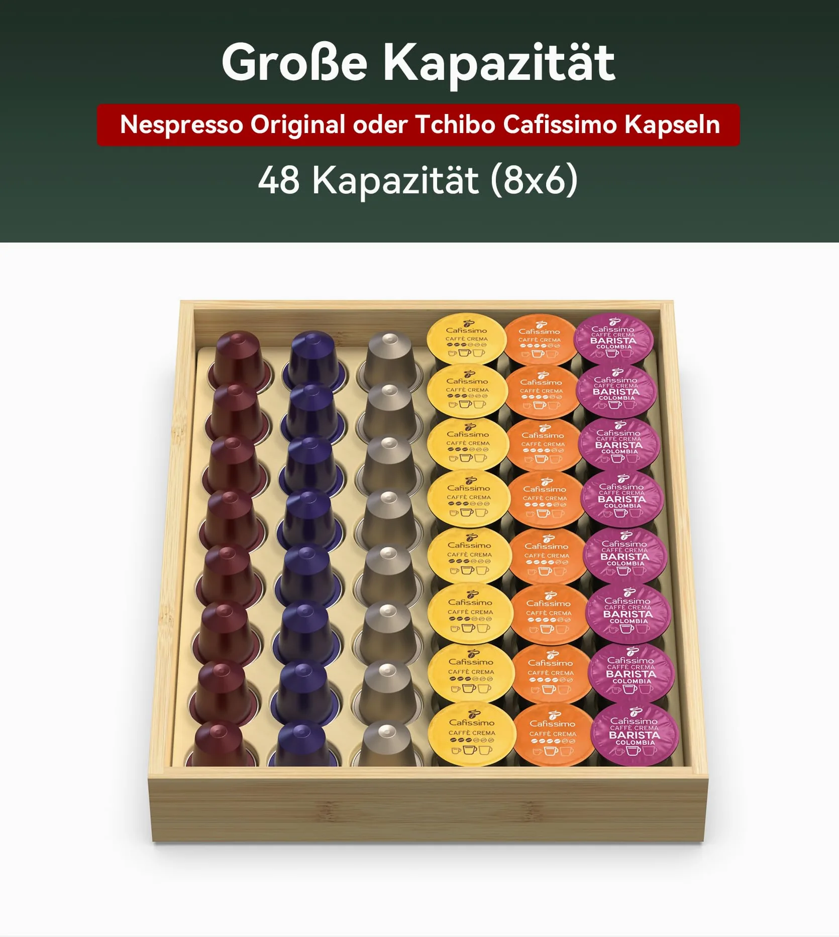WELL WENG Para cápsulas originales Nespresso – Almacenamiento de cápsulas de café de bambú para cajones (mediano)