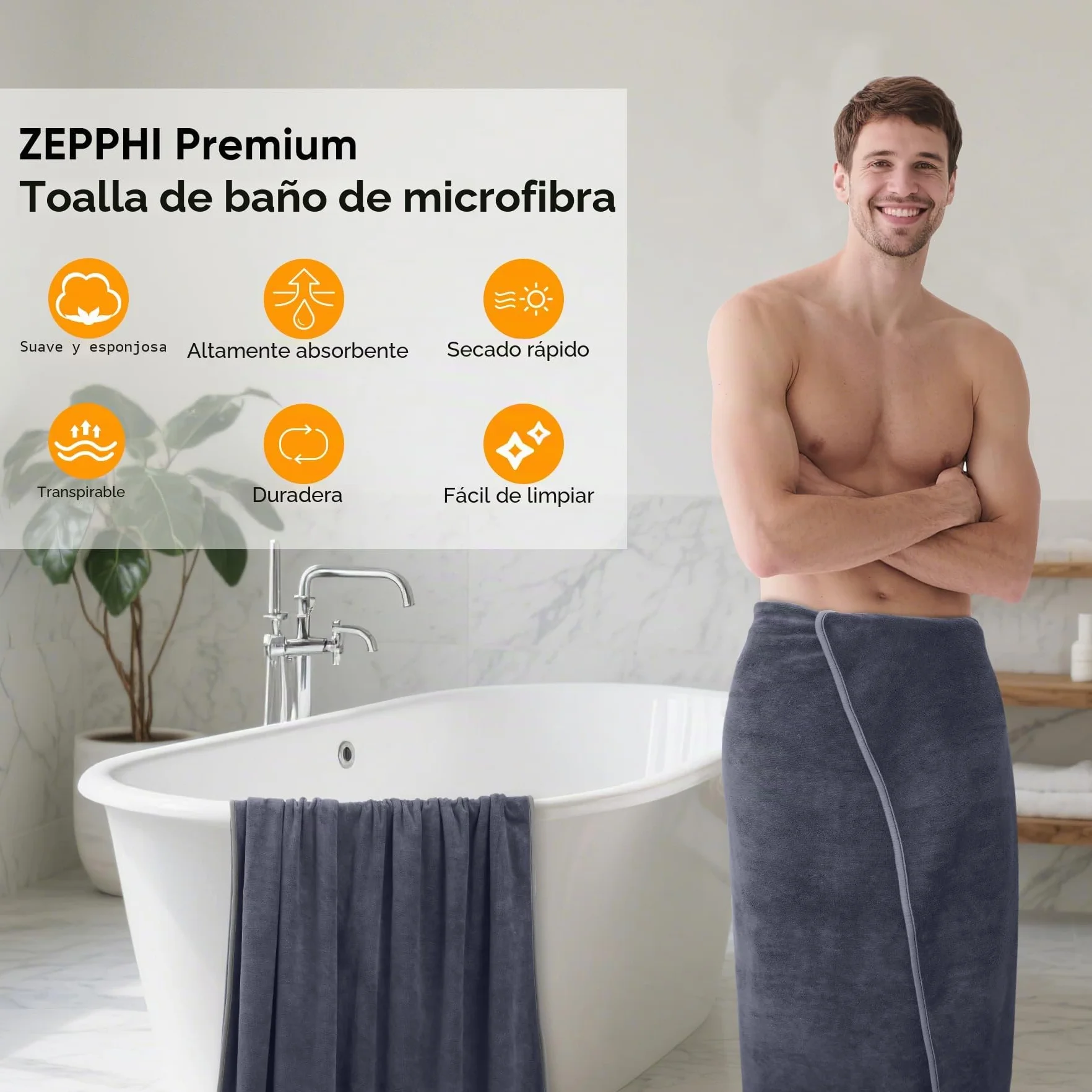 Toallas de Baño XXL, Jumbo de Lujo 100 x 200CM - Microfibra Algodón Ring Spun, Toalla de Sauna Grande, Suave y de Secado Rápido - para Casas, Hoteles y Spas, Altamente Absorbentes (Gris)