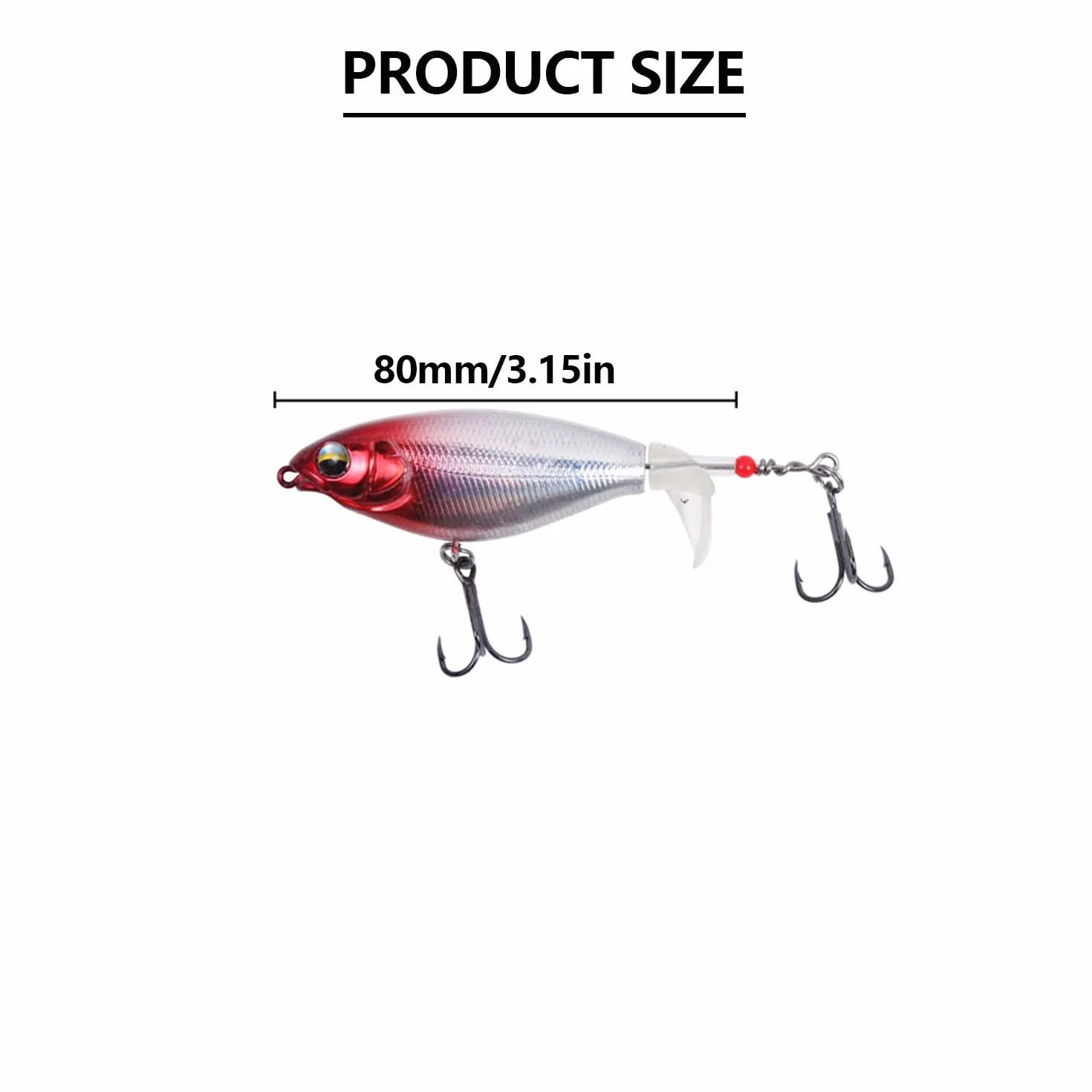 5 Piezas Cebo Artificial, Topwater Señuelos, Kits de Señuelos, Señuelos de Pesca Spinning Mar, Artificiales Wobblers, Cebo Flotante de Superficie, con Cola de Hélice, para Agua Dulce o Salada