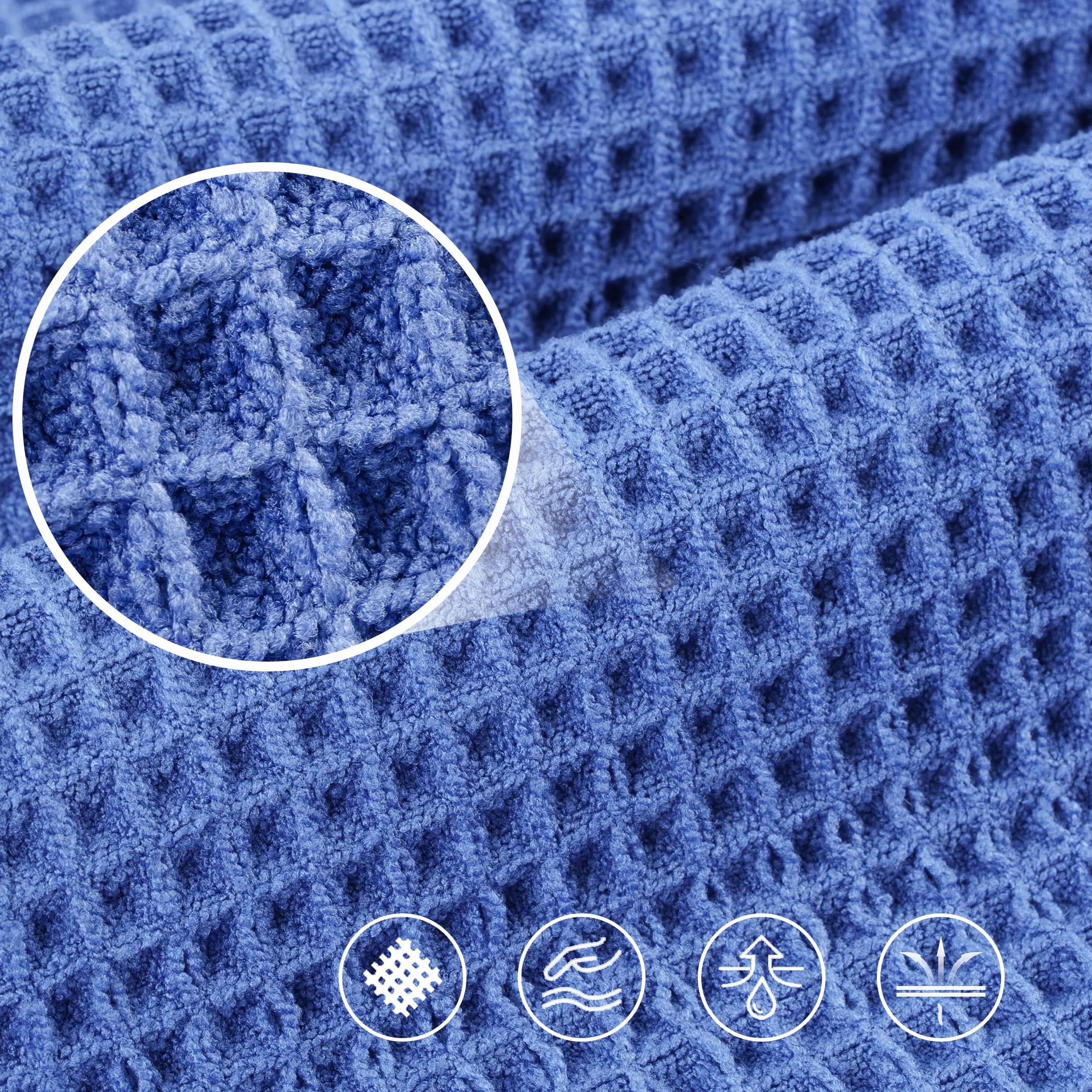 Polyte - 430 gsm Toalla de baño de Microfibra antipelusa - Secado rápido - Punto gofrado - Grande: 152,4 x 76,2 cm - Pack de 4
