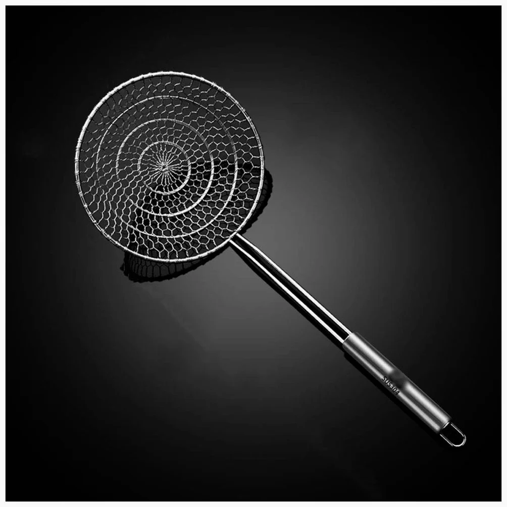 Tamiz, colador, colador de araña de acero inoxidable Cocina Colador grande Malla Comida Cocina Espumadera Cesta for aceite frito Drenaje Fideos Colador Coladores de alimentos tejidos a mano (Size : 17