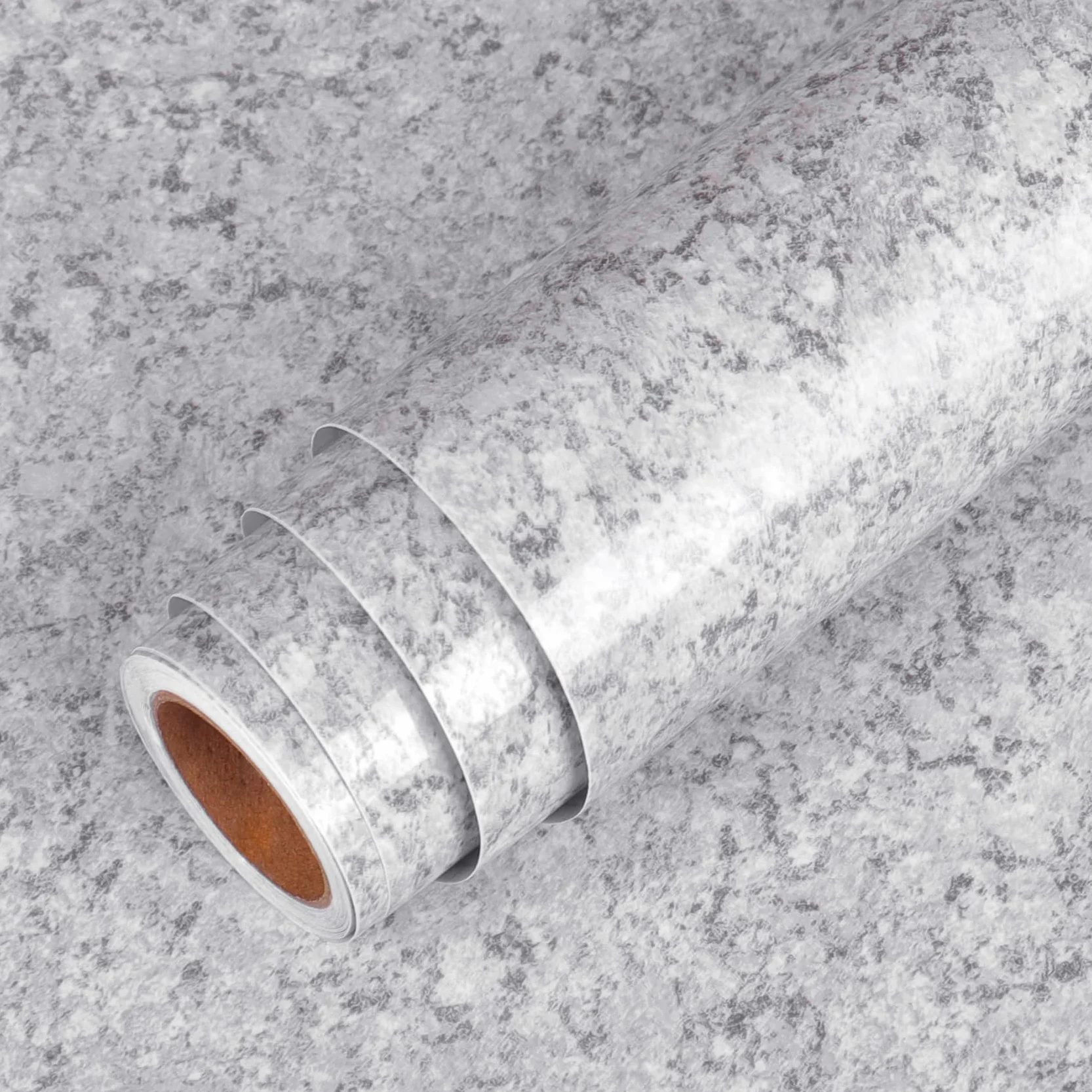 LaCheery Efecto Granito Vinilo Adhesivo Muebles Gris Claro Brillante Papel Encimera Cocina 90cm x 400cm Papel Adhesivo para Muebles Vintage Imperméable Rollo Revestimiento Pared para Mesa Encimera