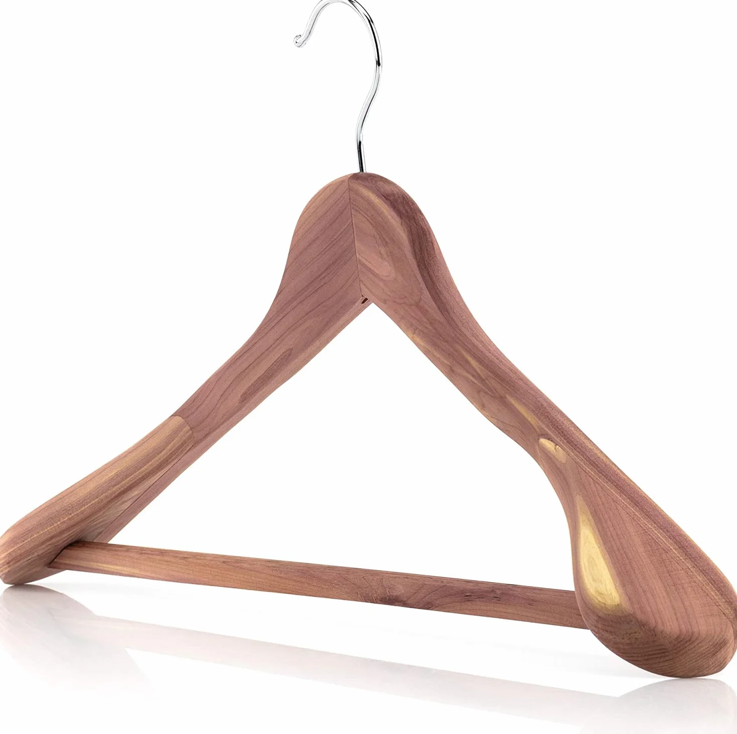 Hangerworld 3 Perchas Traje 45cm Madera de Cedro Antipolilla Hombreras Anchas Barra Antideslizante
