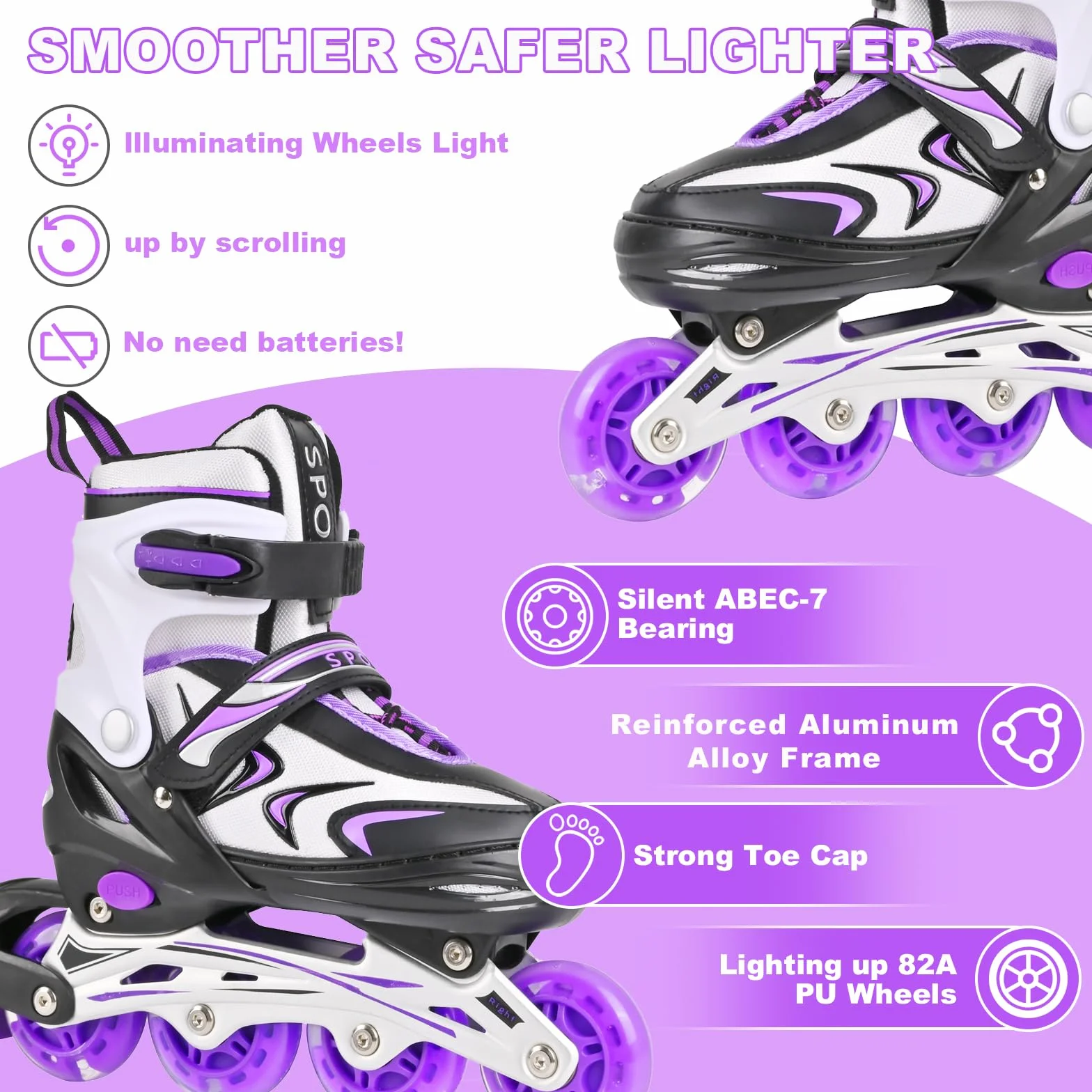 Patines en línea Ajustables para niños y niñas, Patines en línea para niños, Patines en línea para niñas y niños para Uso en Interiores y Exteriores
