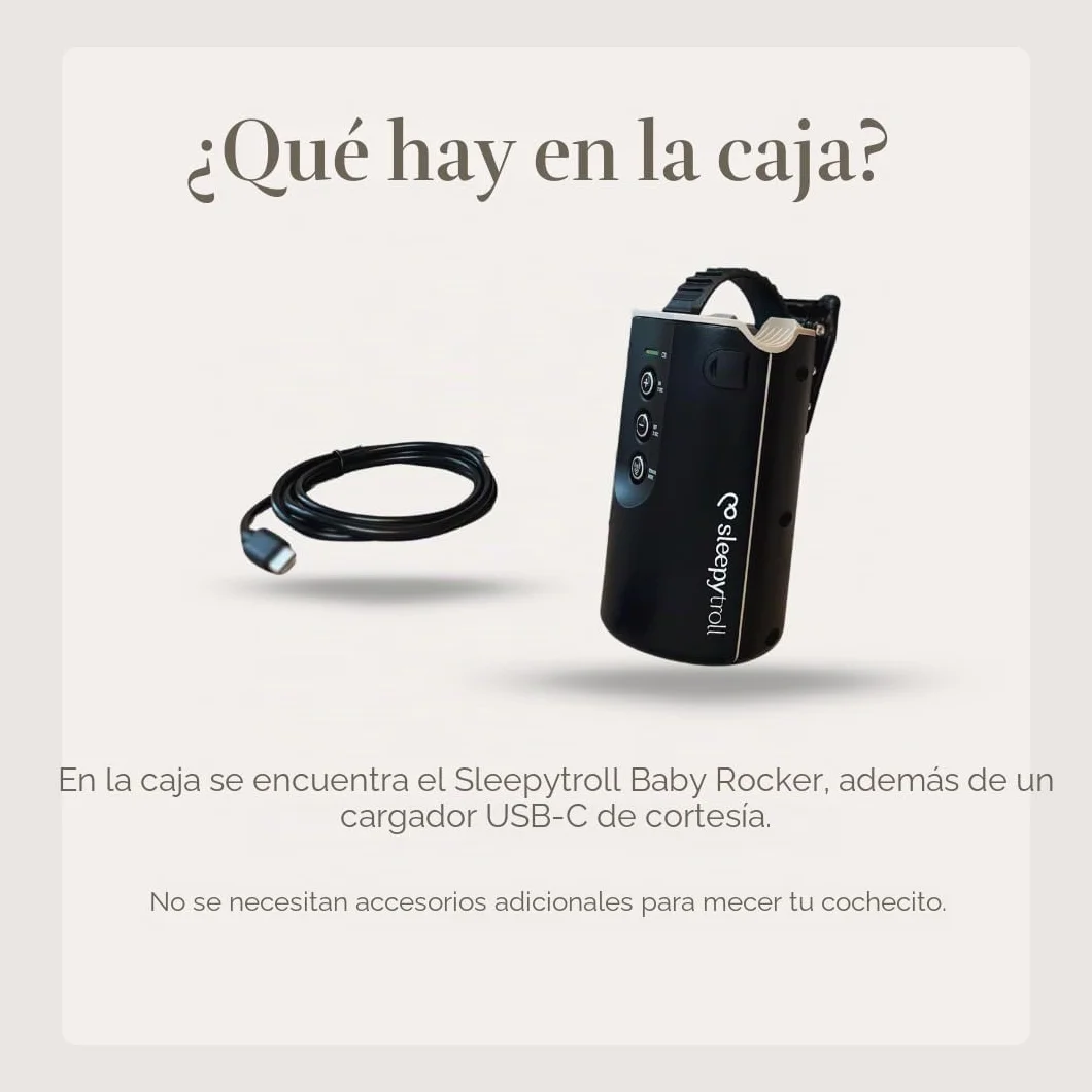 Sleepytroll Baby Rocker Gen2 Mecedora Recargable Sensores Movimiento Sonido Control App Balanceo 3h Batería 12h CE FCC