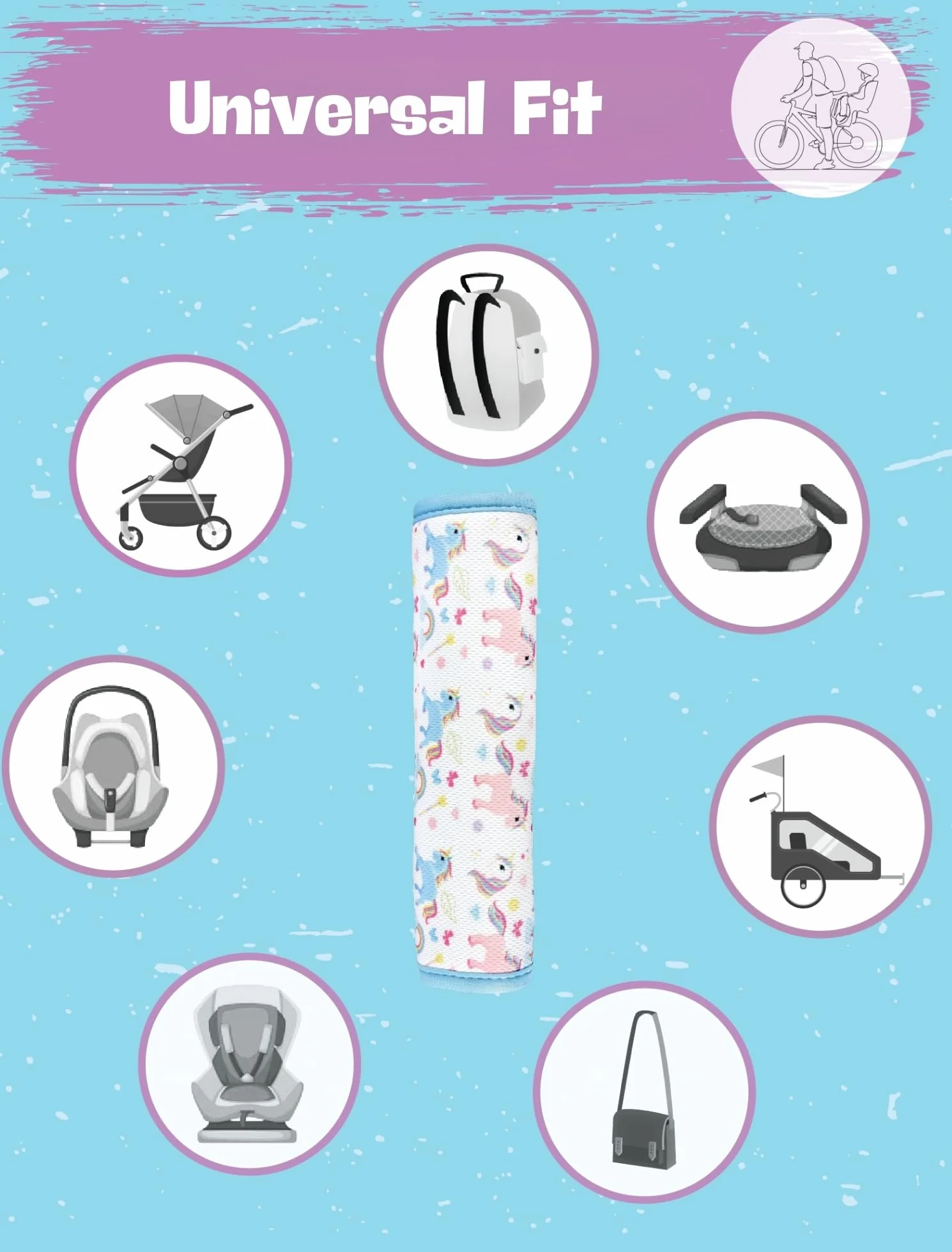 HECKBO 2x Protector para cinturón de seguridad Unicornio para niños Almohadilla para el hombro