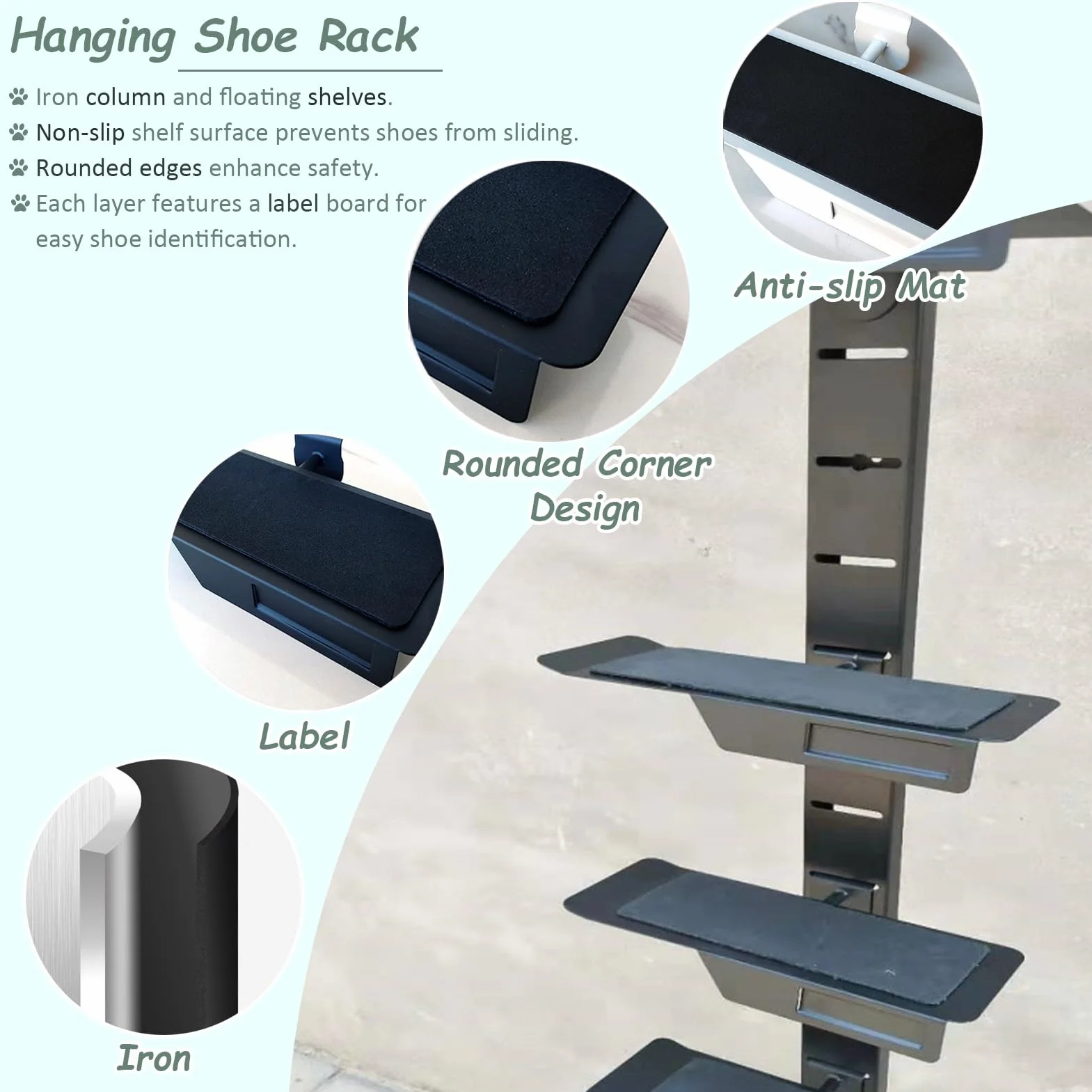 Estantes flotantes de pared vertical para zapatos, estante de exhibición comercial independiente para exhibir colecciones