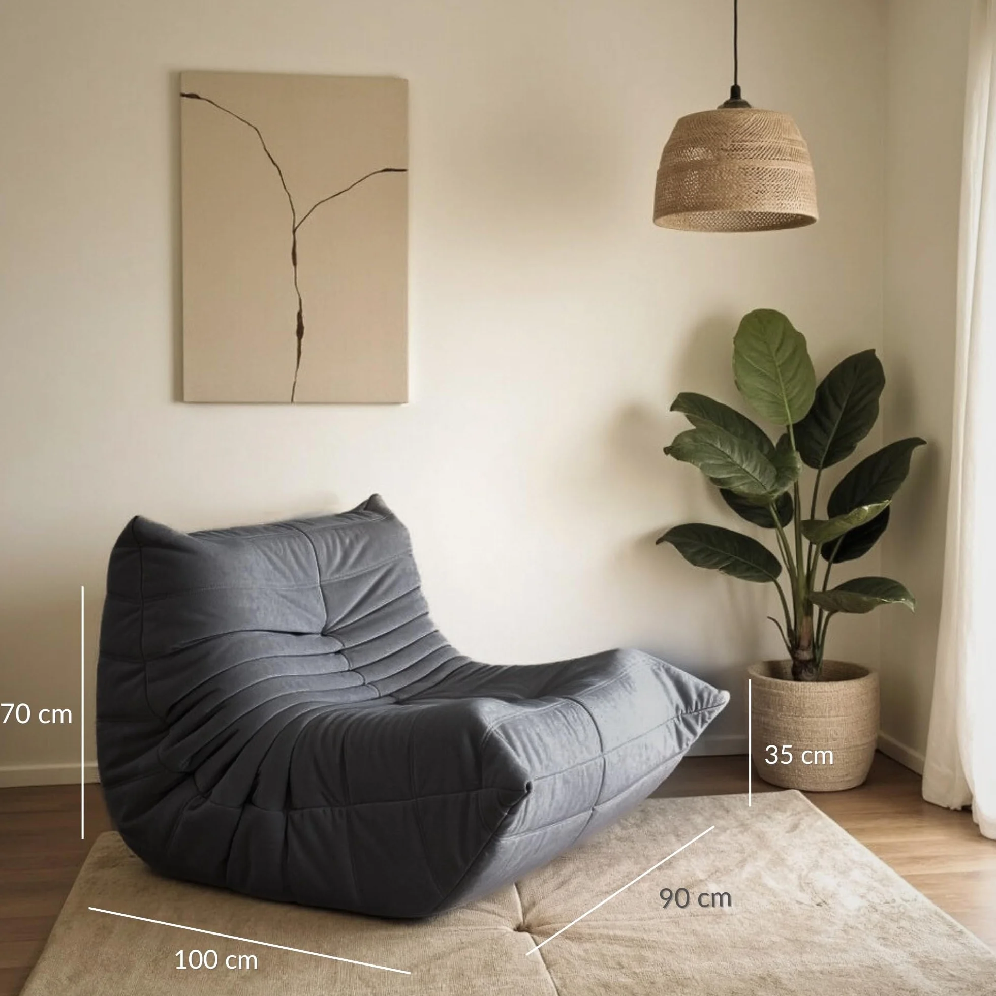 Aiire Puff Salon de Lujo Vintage - Sillón de Diseño Francés en Tejido Premium Antimanchas - Sofa Puf Gigante con Relleno Incluido - Bean Bag Chair XXL Moderno - Diseñado en España