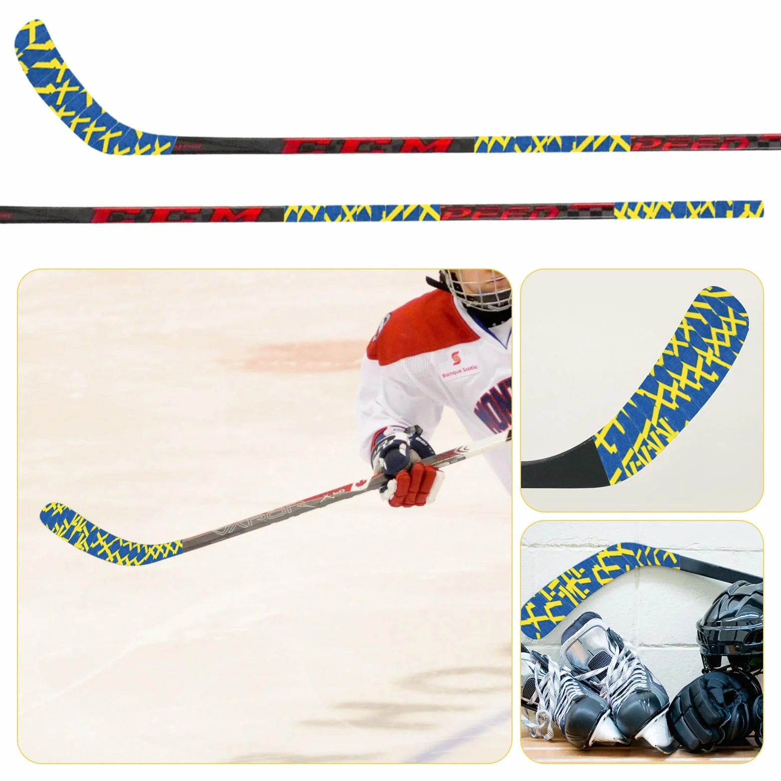 Skyzone Cinta de Palo de Hockey, Cinta Antideslizante de Agarre 2,5 cm x 25 m