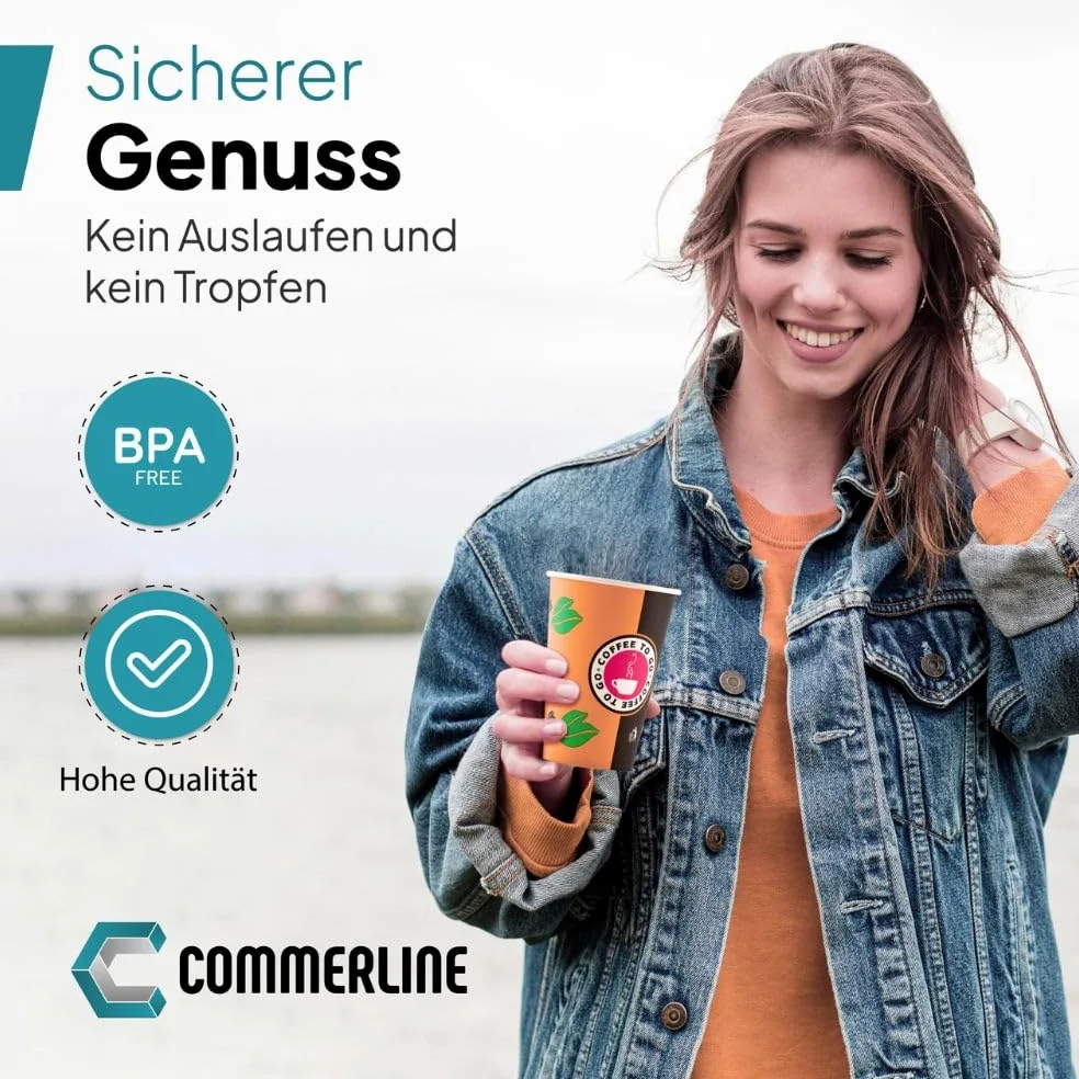 Commerline Taza de café para llevar de cartón, 500 unidades, 200 ml, vasos de papel desechables para café y té, vasos desechables para llevar, vasos de papel para bebidas calientes y frías, taza de