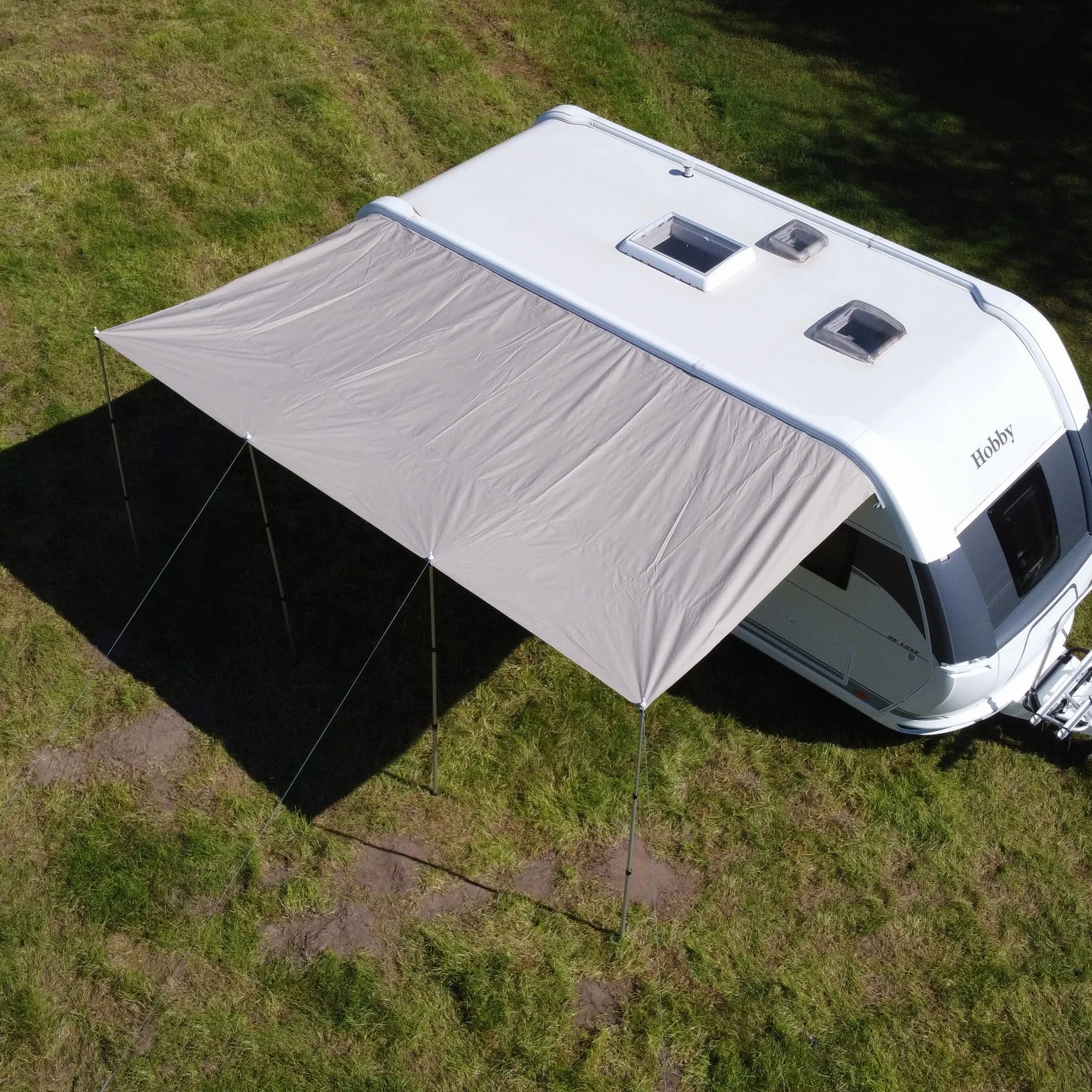 GEAR Toldo para caravana TC impermeable algodón protección UV 50+ varillas telescópicas aluminio 5 tamaños 500 x 240 cm