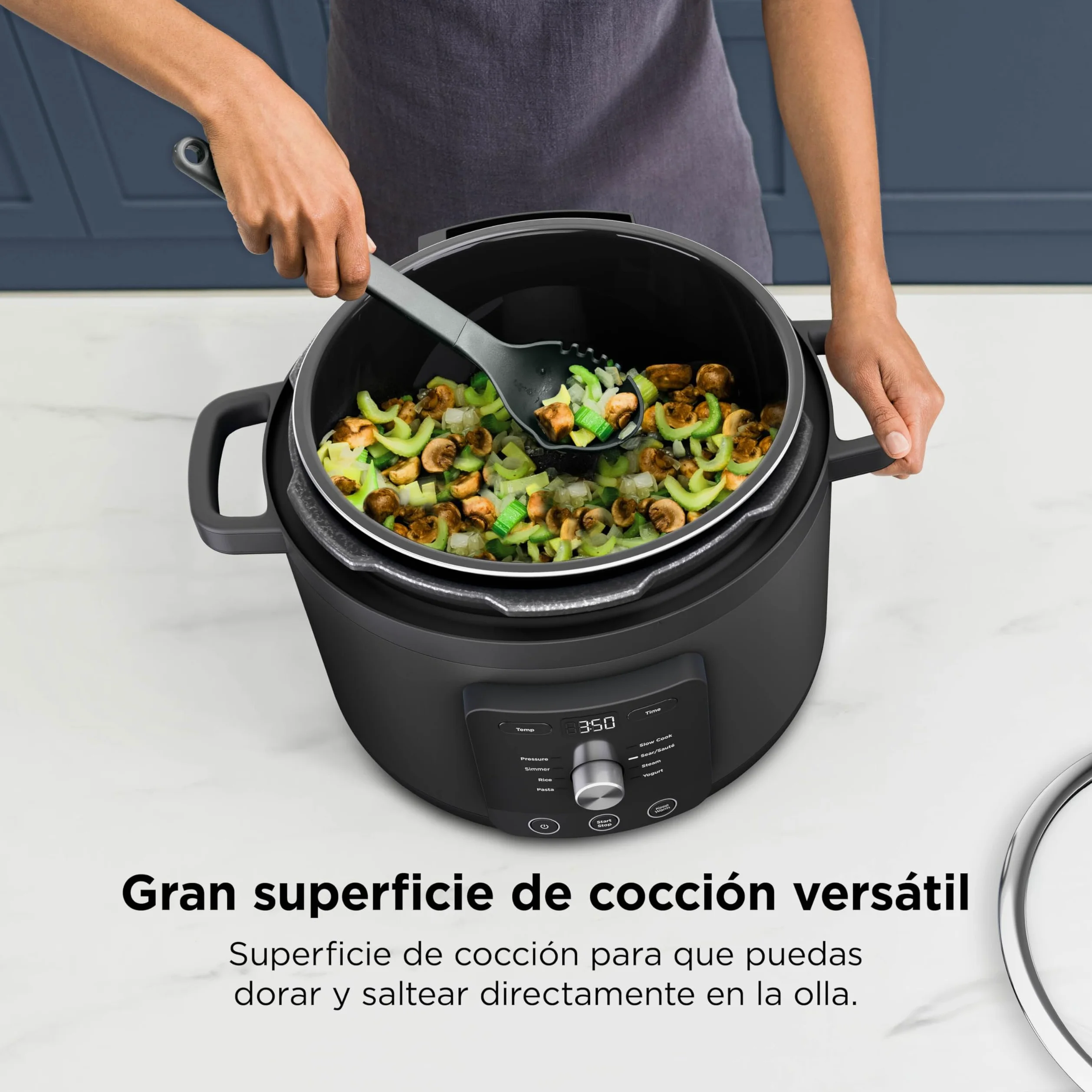 Ninja HyperHeat, Olla a Presión 9 en 1, 6L, Negro, PC201EU | Olla de Cocción Lenta y Arrocera, Incluye Rejilla para Vapor y Recipiente de Cocción Extraíble Apto para Lavavajillas
