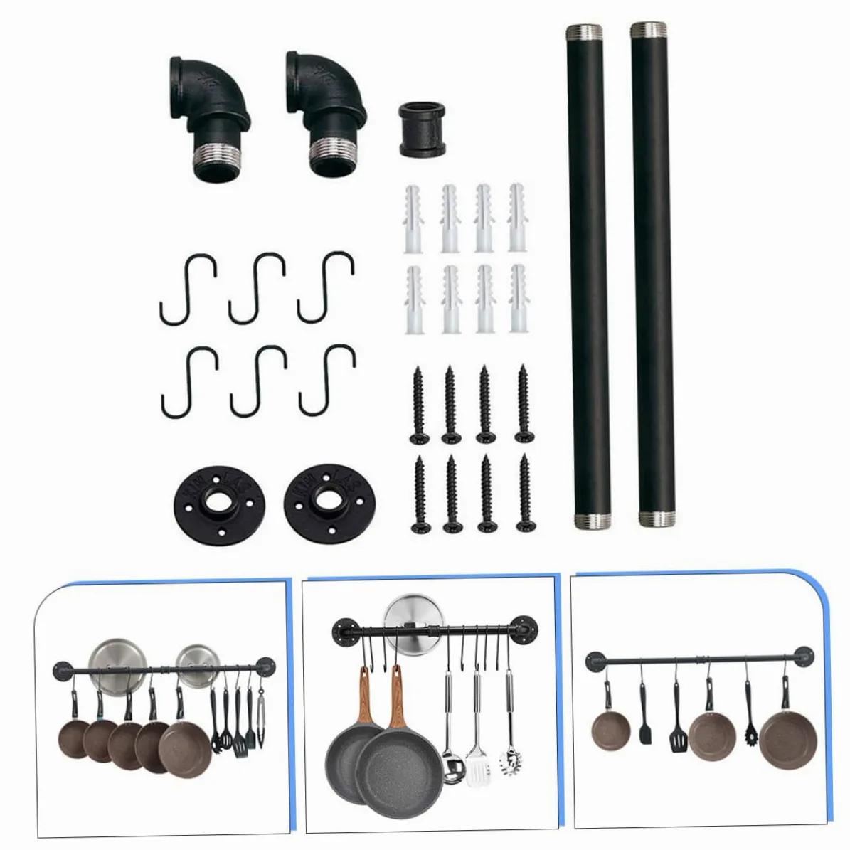 Rejilla Para Tapas De Ollas De Hierro Riel De Pared Para Ollas Organizador De y Sartenes Estante De Almacenamiento Para Cocina Colgar Utensilios Pared