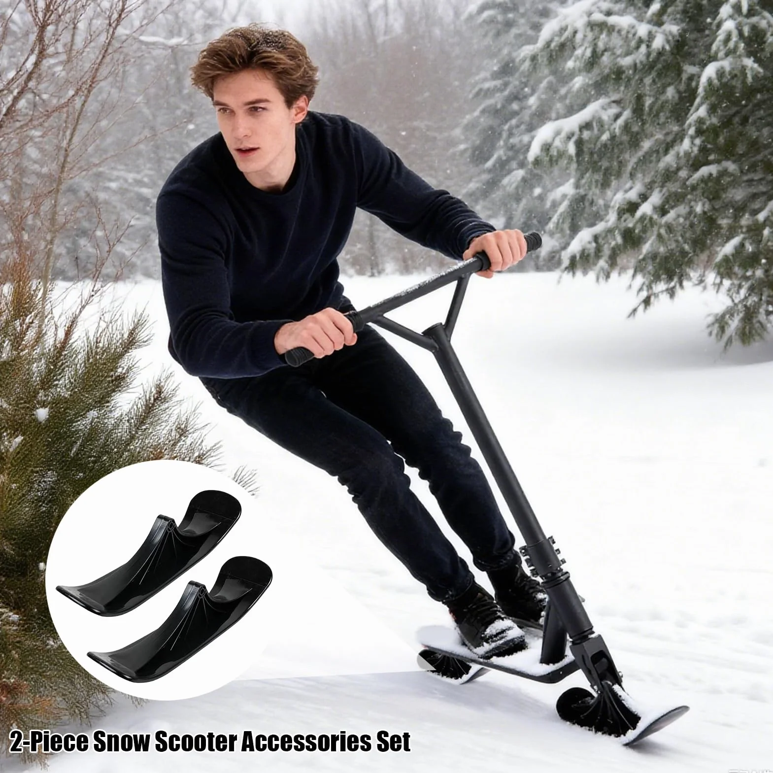 Kit de Conversión para Scooter de Nieve, 1 Par de Trineo para Deportes de Invierno - para Esquí, Skateboard, Hierba, Playa