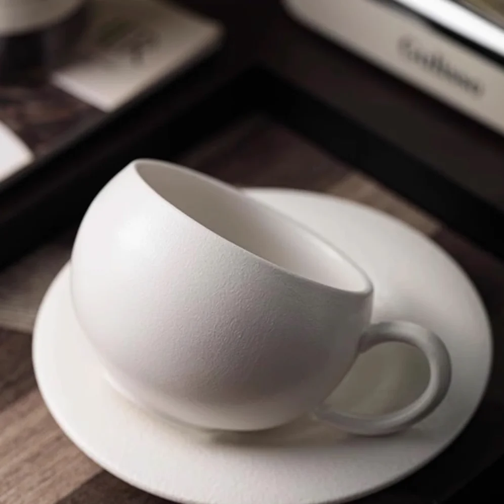ENGENDER Tazas Cafe Taza De Café Y Platillo De Cerámica, Taza De Café con Leche De Color Sólido Mug Cups(A)
