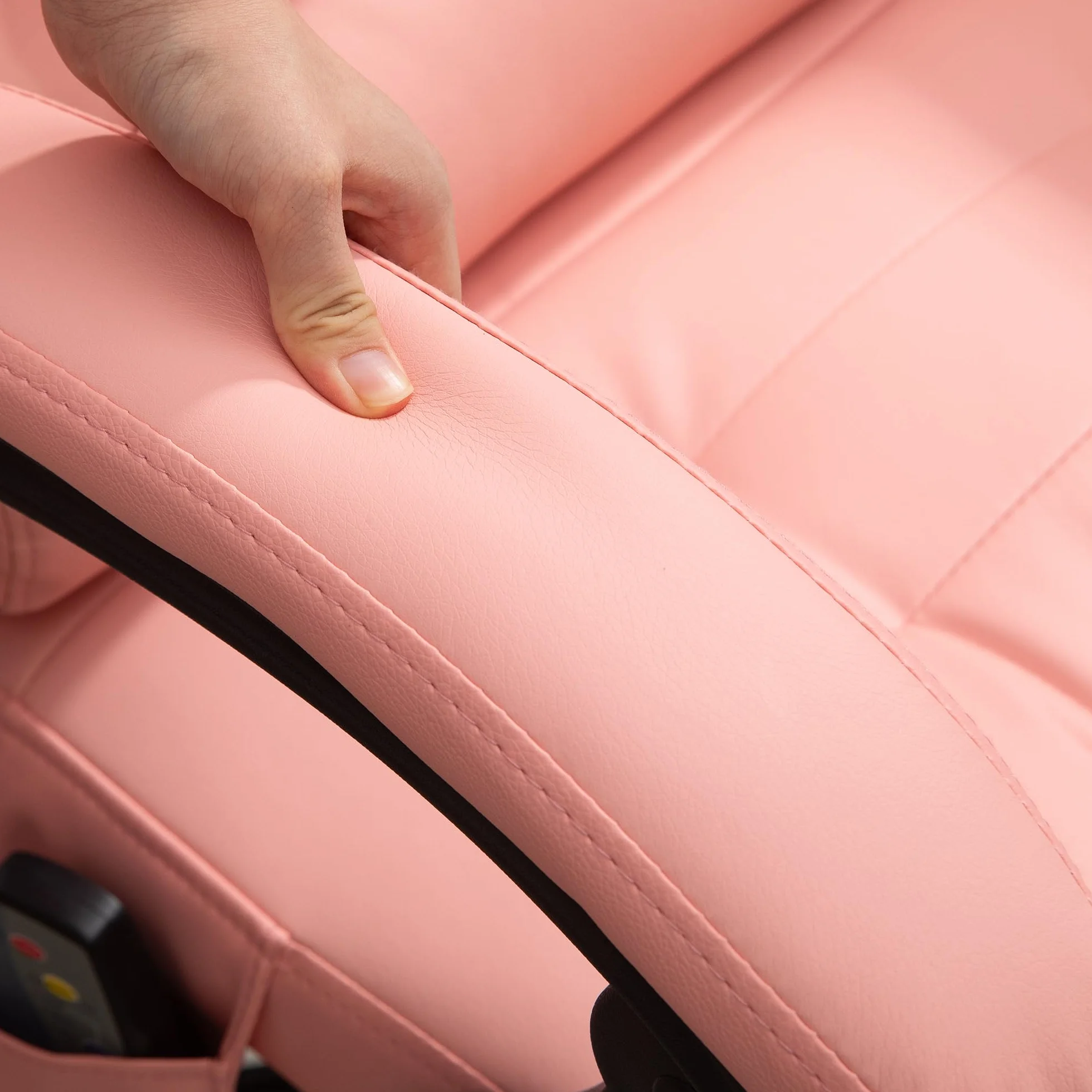 Vinsetto Silla de Oficina con 7 Puntos de Masaje Silla de Masaje Giratoria Silla de Escritorio con Reposapiés Retráctil Altura Ajustable Control Remoto y Tejido de PU Rosa