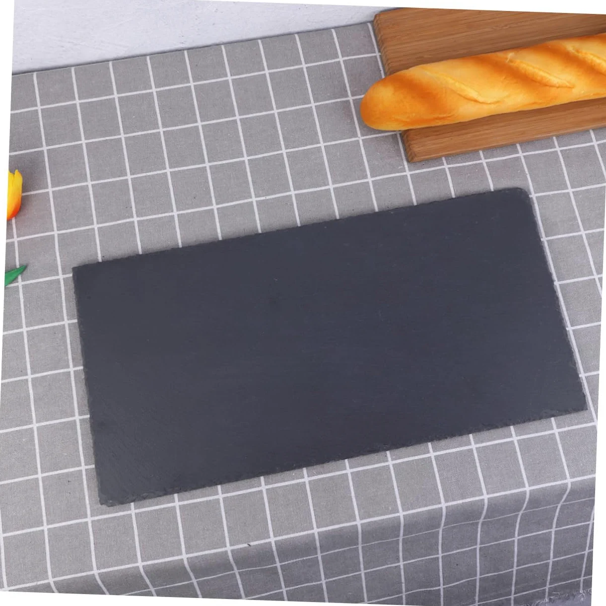 Plato Rectangular de Pizarra Natural 40x20cm para Comida | Bandeja para Tartas y Fruta, Diseño Llamativo, Adecuado para Sushi, Queso, Pizza y Barbacoa