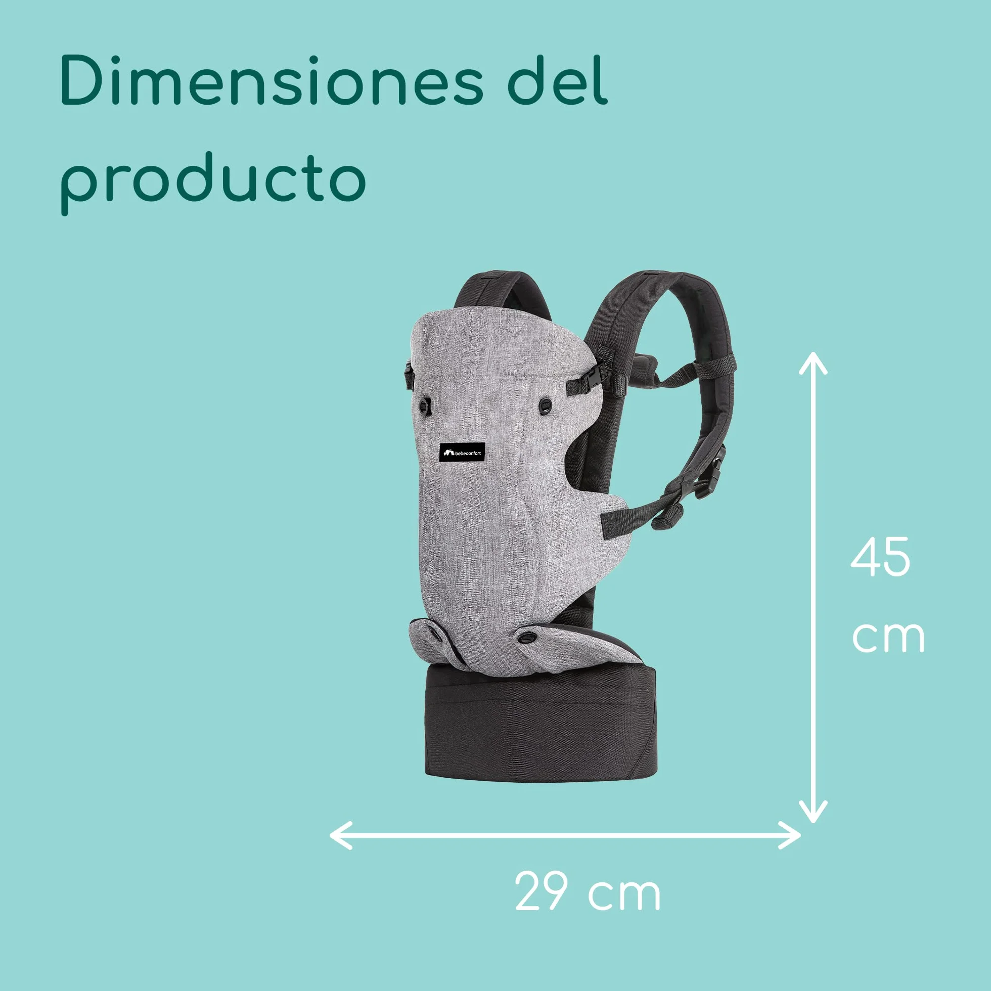 Bebeconfort Go4 Portabebés Ergonómico 4 posiciones, desde nacimiento hasta 15kg, Gris oscuro
