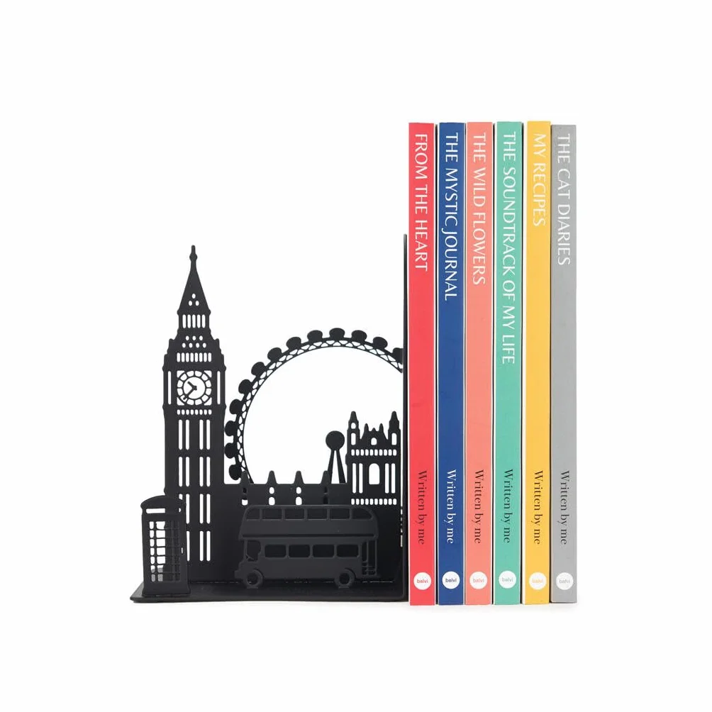 Balvi Sujetalibros London Color Negro Resistente y Antideslizante Metal