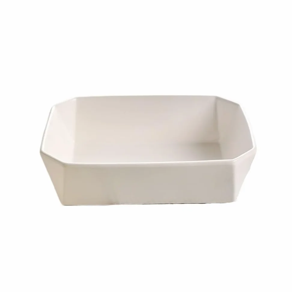 Platos de Hornear Fuente de cerámica for Hornear, Cacerola y lasaña, 20 x 15 x 5,7 cm, Rectangular, Profunda, Apta for Horno, for Hornear, Asar y Servir. Platos de Horno Lasaña(Blanco)