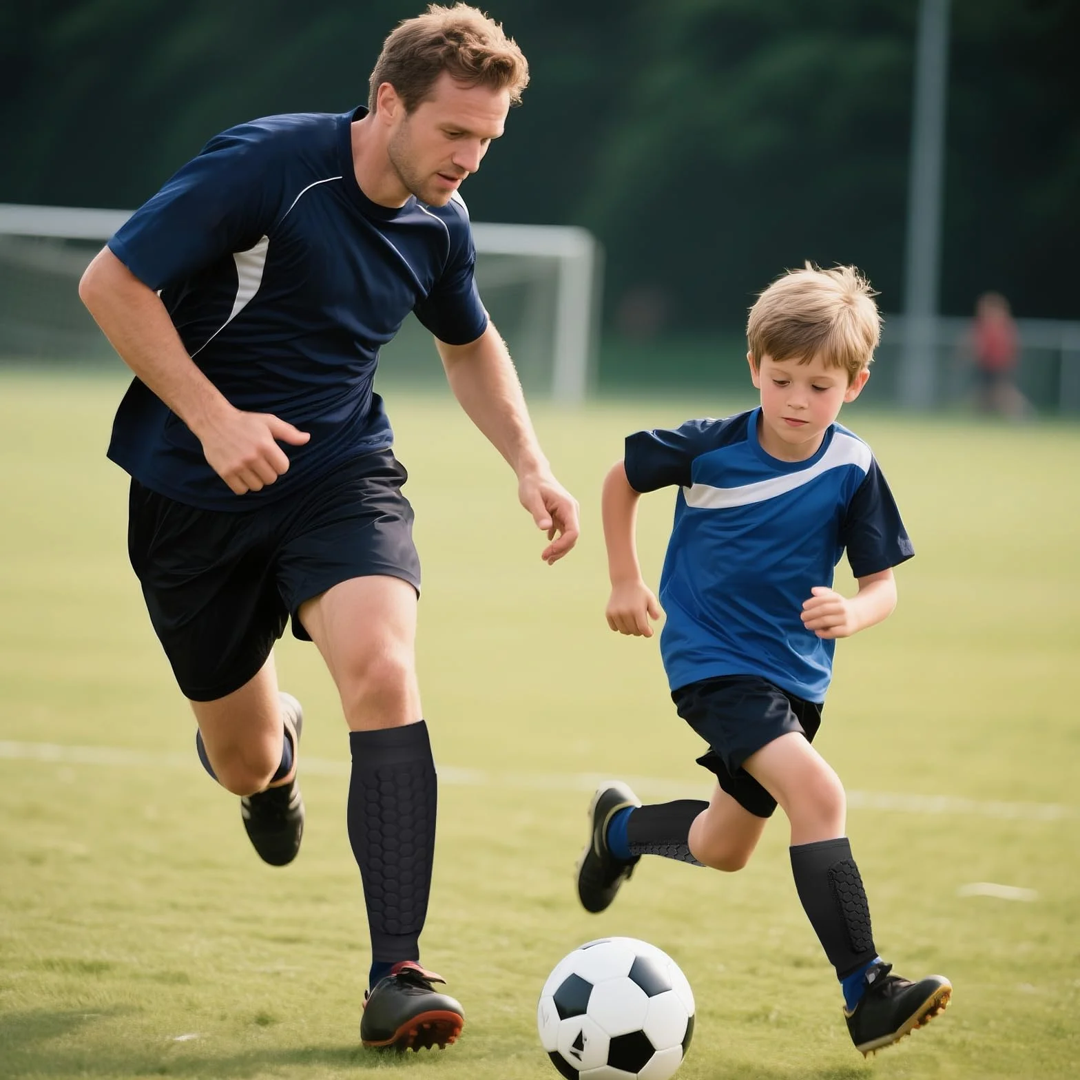 Pardofelis 2 Pares Espinilleras de Futbol para Niño, Protección de Pantorrilla Transpirable Antideslizante Anticolisión