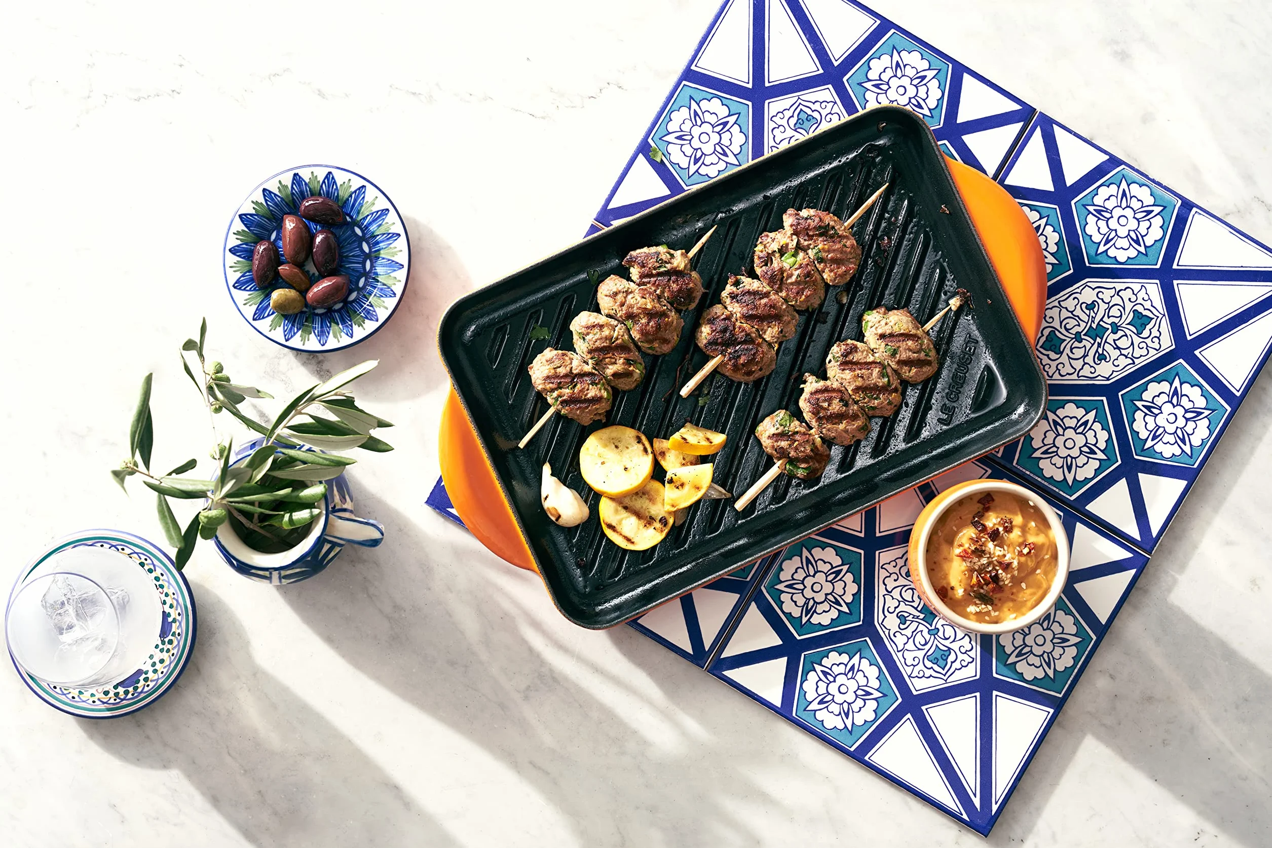 LE CREUSET Parrilla rectangular grill de hierro fundido, 32 cm, Cereza, 20202320600460