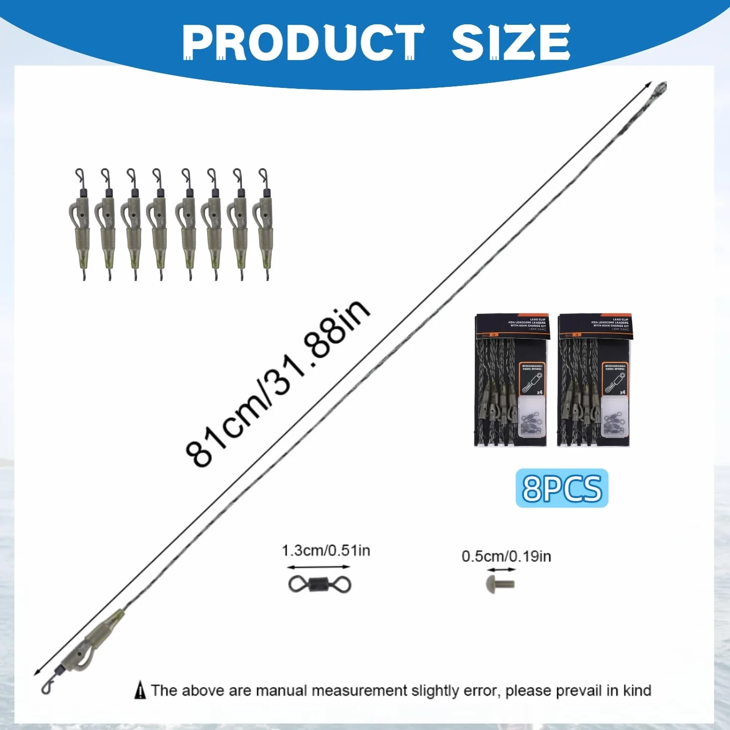 Anzuelos de carpa 8 uds 80 cm accesorios pesca líder