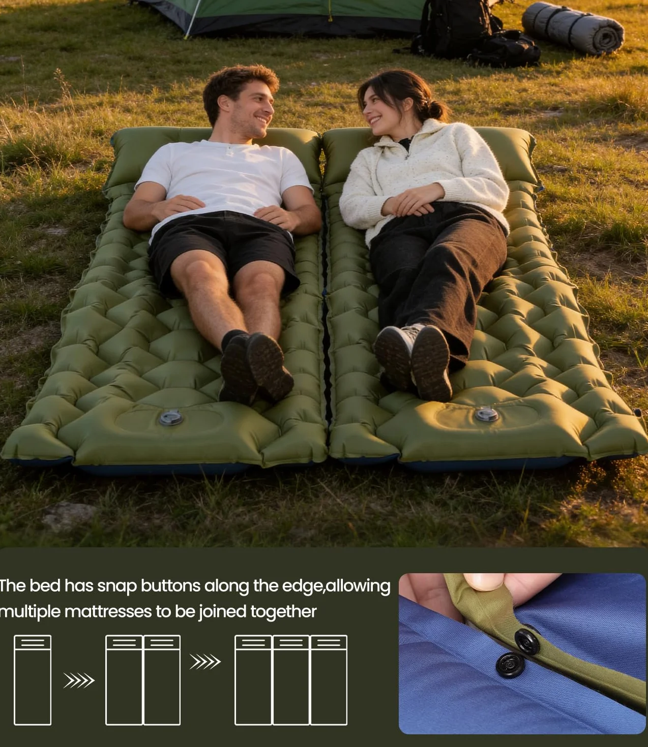 Colchon Hinchable Camping Ultraligera Resistente con Almohada Individual para Playa Viajes