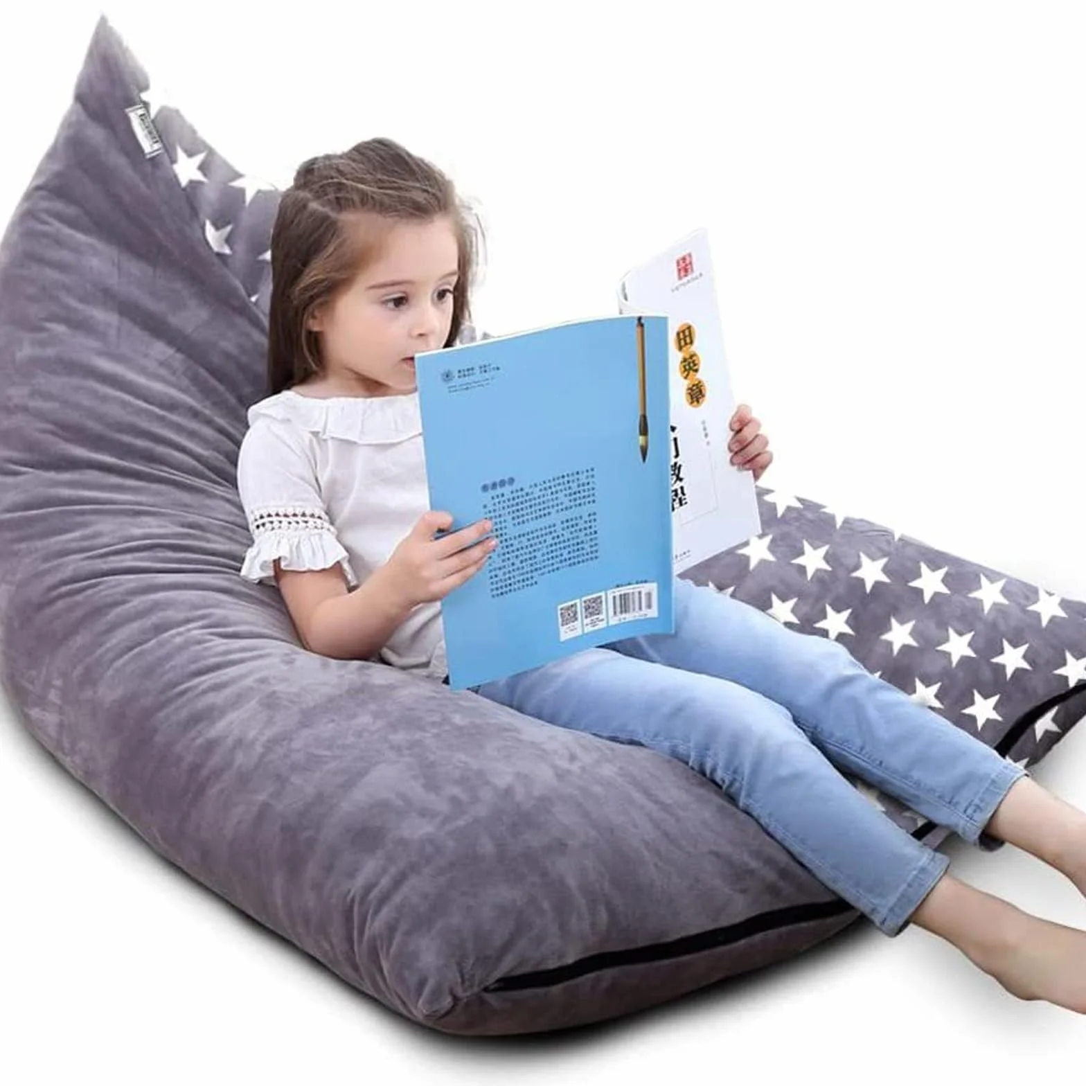 iFCOW Bolsa de almacenamiento para juguetes de peluche, puf organizador de puf, funda de silla para organizar juguetes de peluche (sin relleno, solo funda)