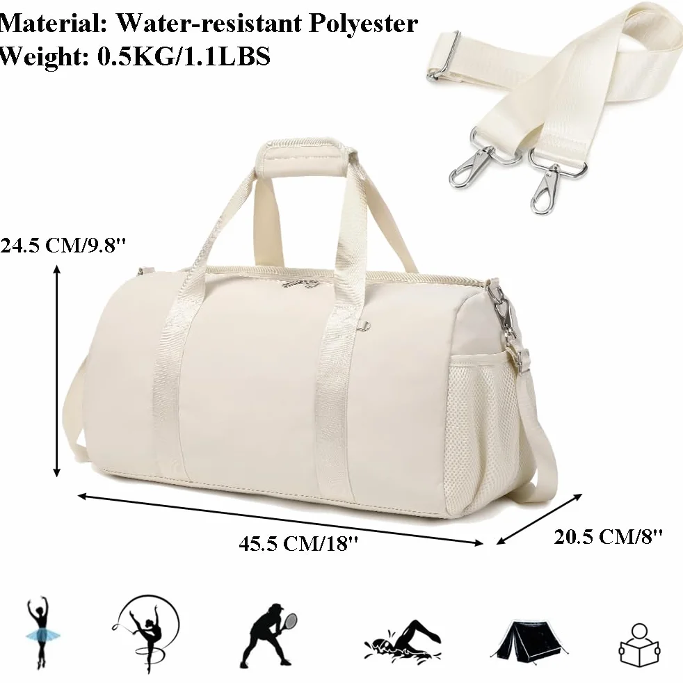 Kimwadalh Bolsas de Deporte Niña Bolsa de Viaje Niñas Chica Bolsa de Danza Baile Gimnasia Chicas Bolsa de Fin de Semana con Compartimento Zapatos y Bolsa Húmeda