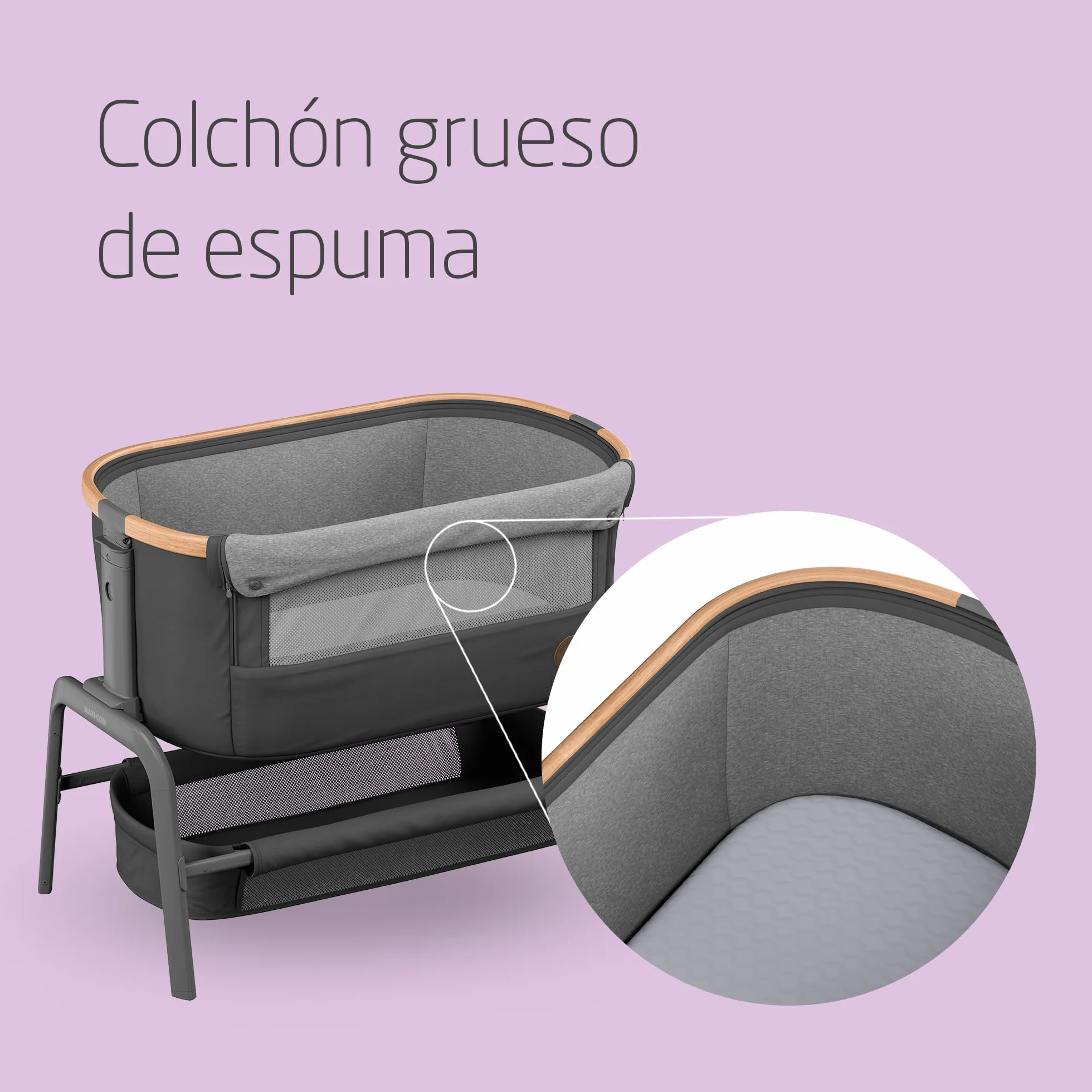 Maxi-Cosi Iora Cuna Colecho Bebe Co-Sleeper 0-6 meses 9 kg 4 Posiciones Inclinación 5 Altura Essential Graphite