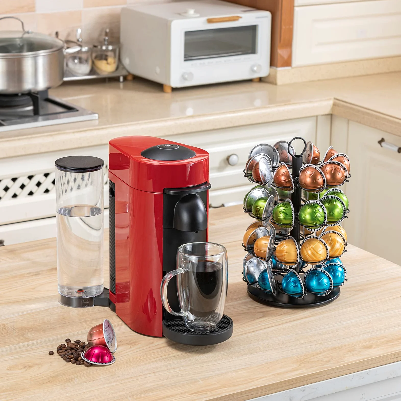 Soporte para cápsulas de café Nespresso con 4 niveles DIY para almacenamiento de cápsulas Vertuoline (capacidad de 40 cápsulas)