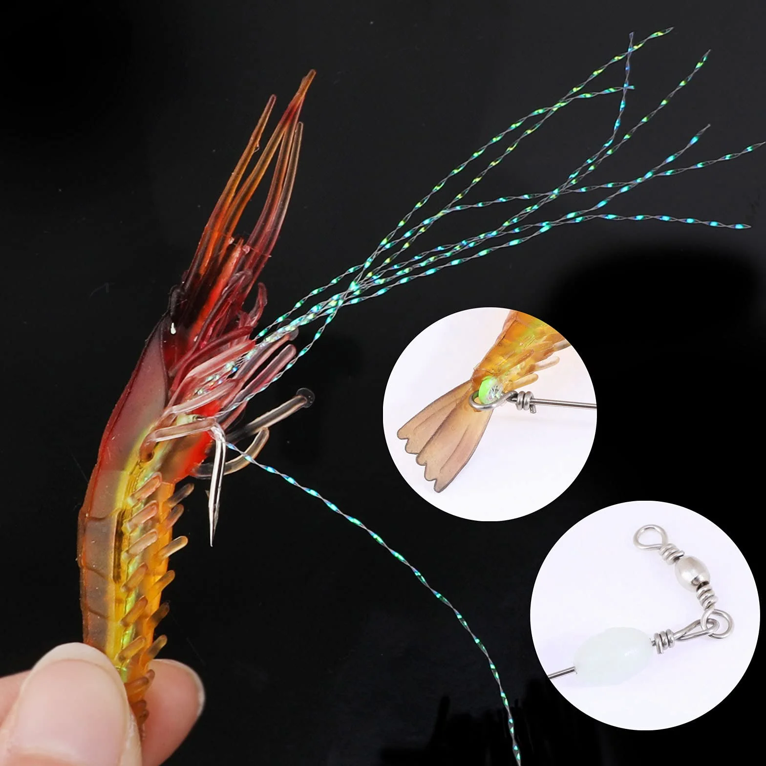Cebo Camarón Laser 3D Artificial Anzuelo Spinning Flotantes para Pesca con Mosca Perca (6 Colores)