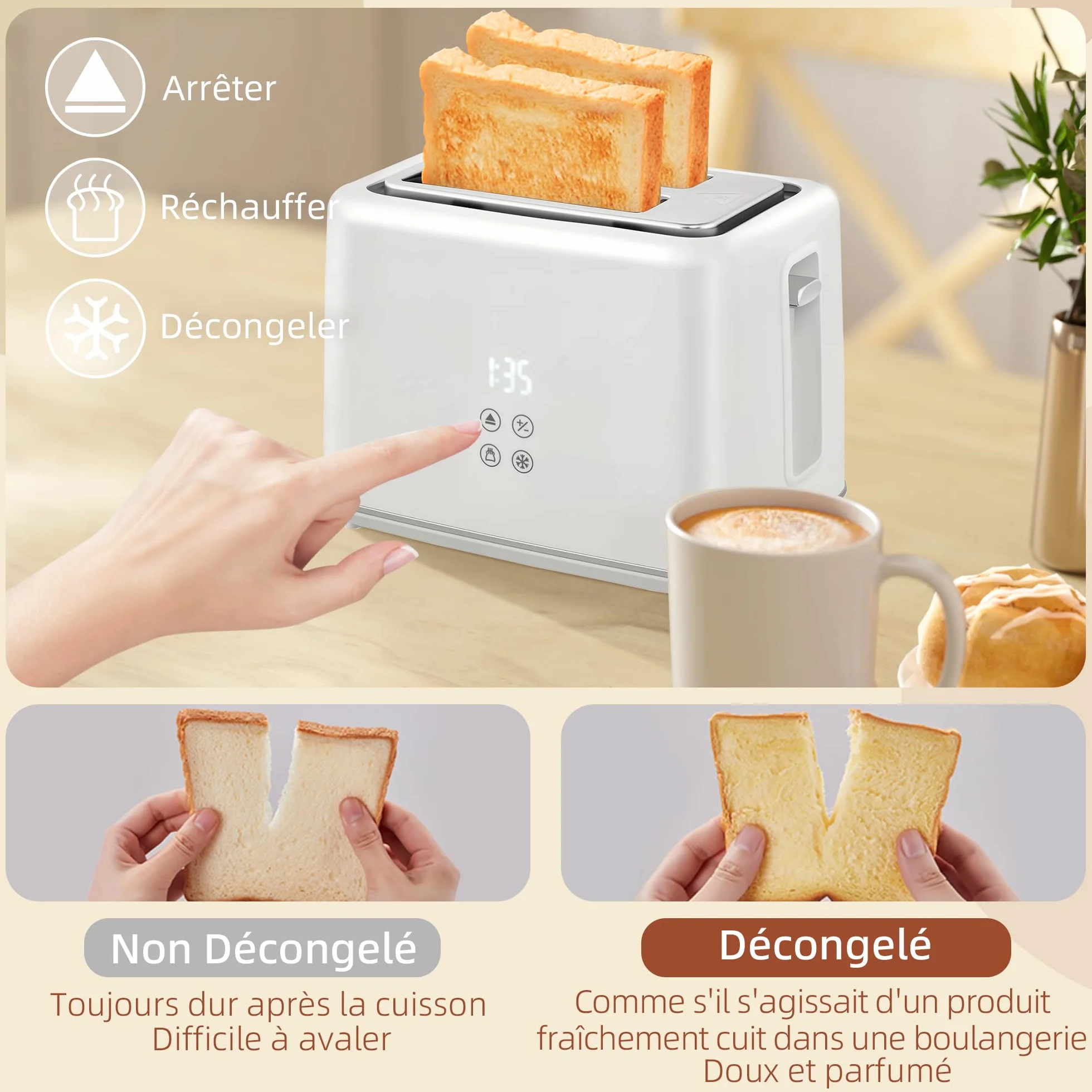 HOMCOM Juego de hervidor y tostadora 2200 W, hervidor de Agua de Acero Inoxidable 1,5 L con Aislamiento y tostadora 2 rebanadas, 7 Niveles de bruñido, descongelación, recalentamiento y Bandeja para