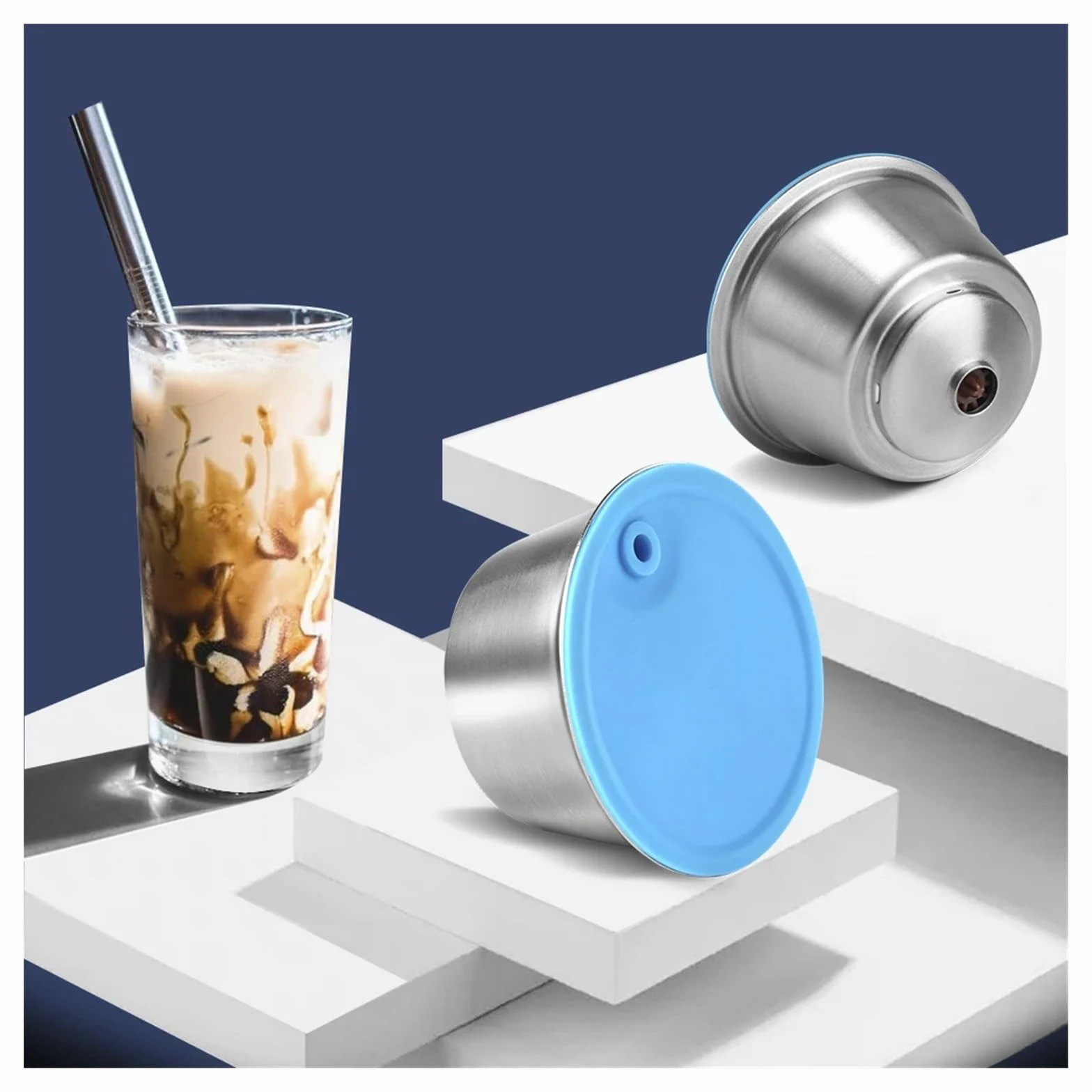 Compatible Con Cápsulas De Café Reutilizables Dolce Gusto, Compatible Con Nescafé, Filtro De Café Recargable Picolo XS De Acero Inoxidable(2pcs pod 2pcs lid)