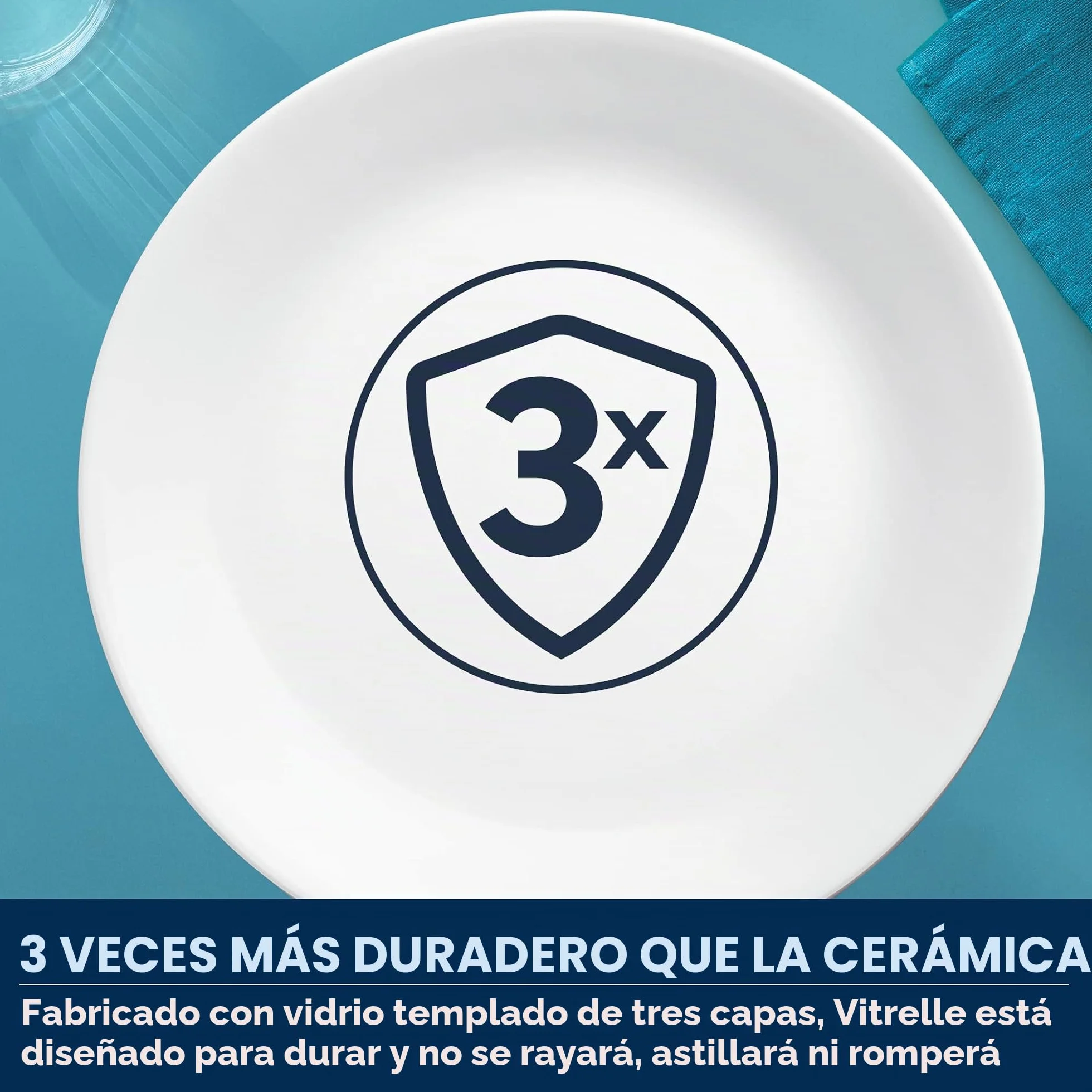 Corelle Winter Frost juego de vajilla 12 piezas para 4 personas, resistente Vitrelle vidrio ultrarresistente, microondas, horno, congelador y lavavajillas, diseño festivo blanco