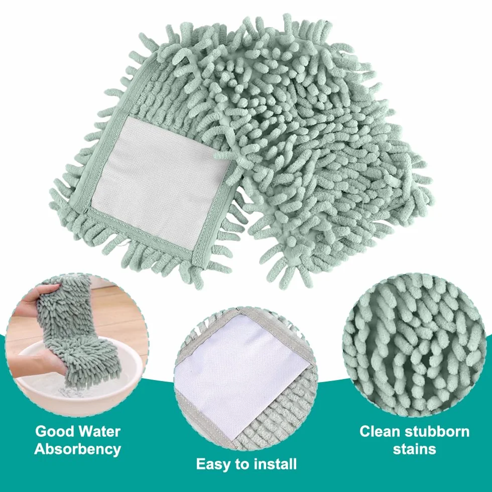 2 Piezas Mopa Funda de Recambio,43 x 13cm Recambio Fregona para Mopa Microfibra Kit,Repuesto de Almohadilla para Fregona,Paño de Repuesto Mopa Microfibra para Baldosas,Suelos Laminados,Suelos Madera