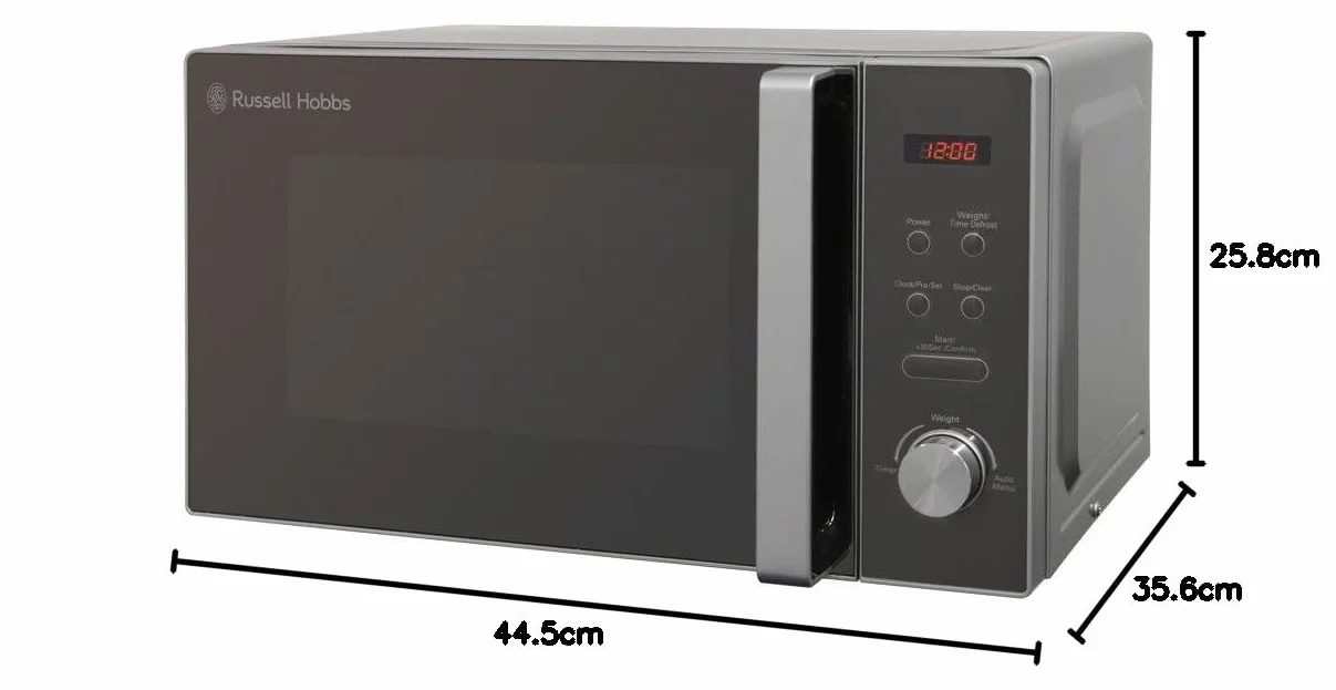 Russell Hobbs RHM2076S - Microondas compacto independiente, 800 W, 20 litros, plateado