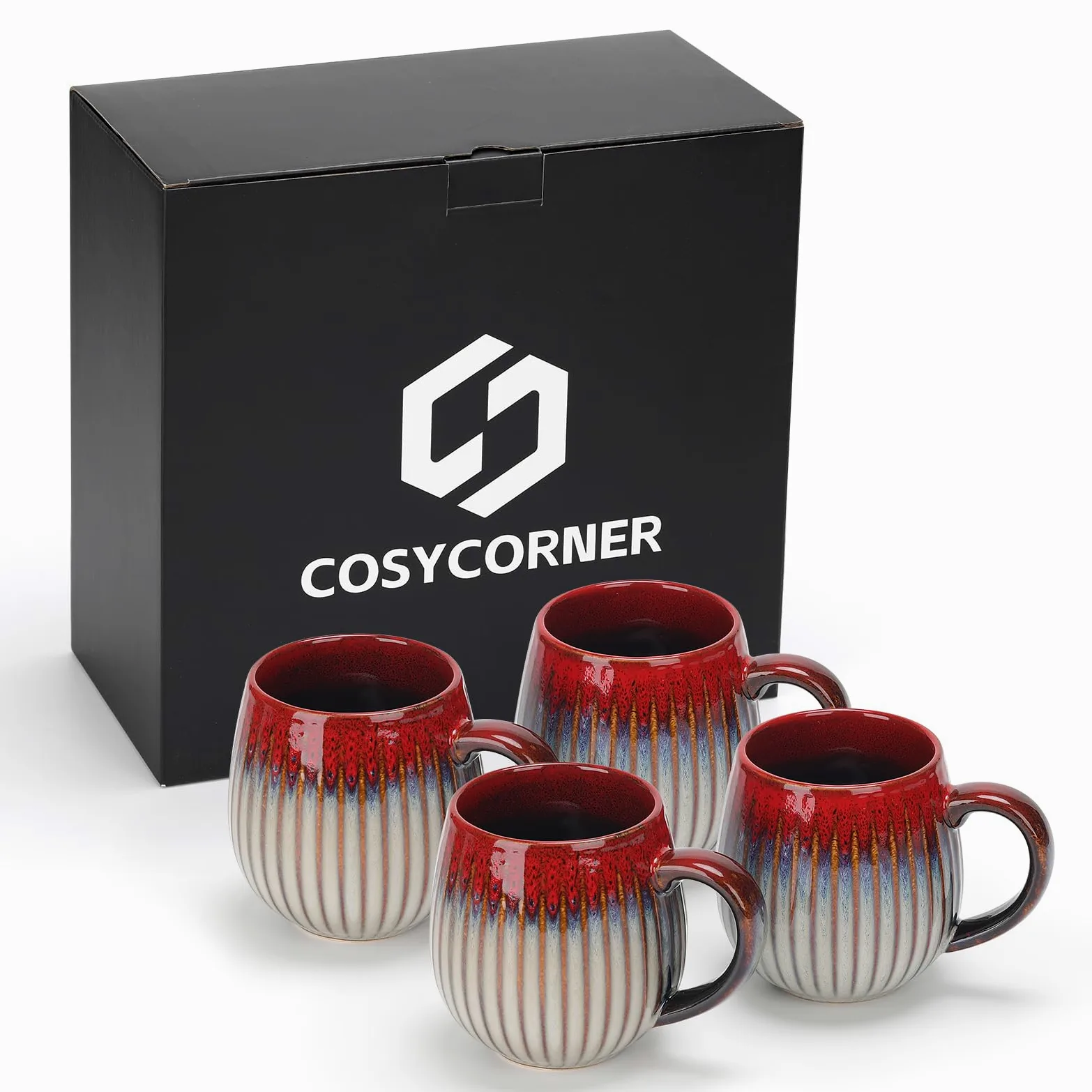 Set de tazas de cerámica CosyCorner, 530 ml, grandes tazas de café para el hogar y la oficina, taza de cerámica para café y té, 4 unidades