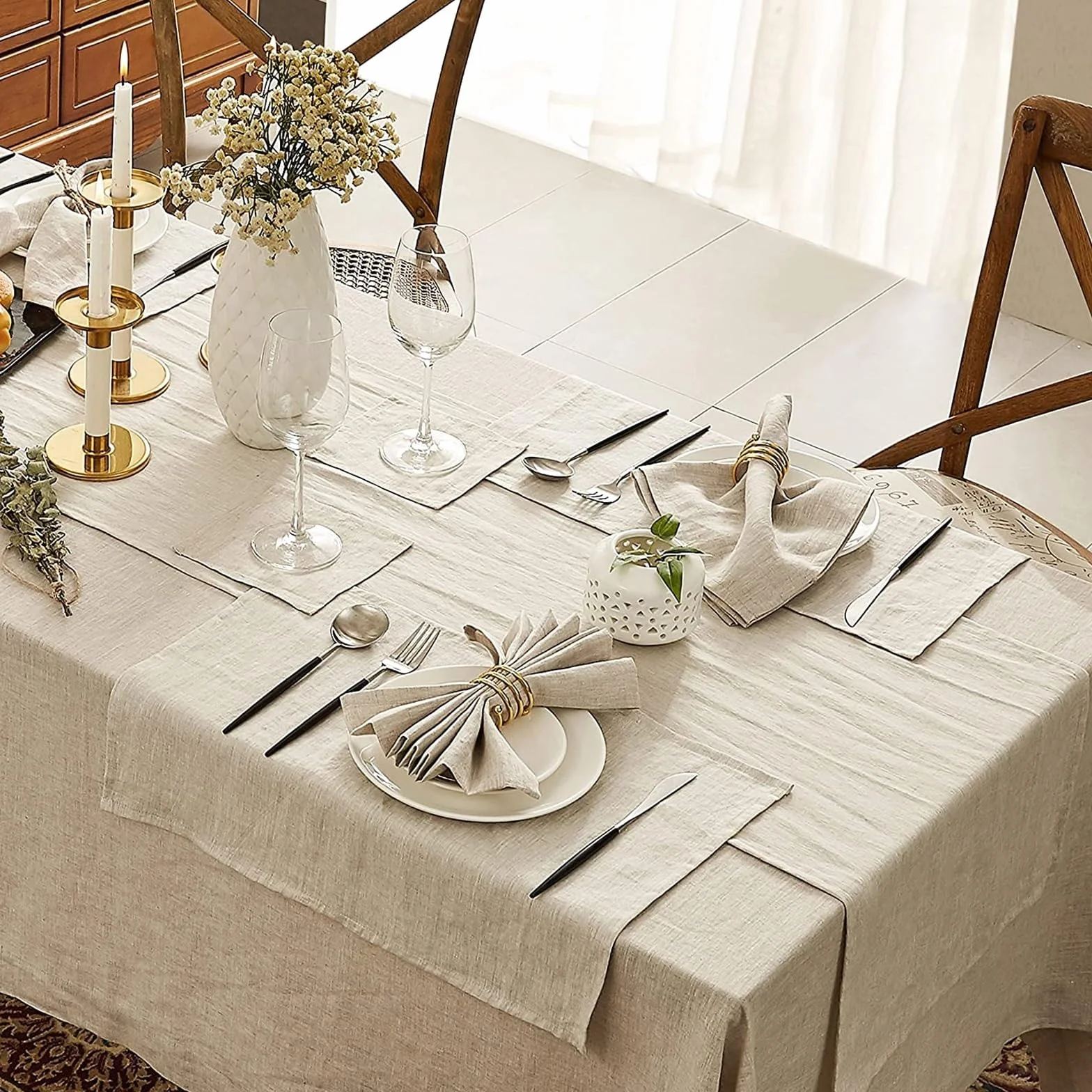 Servilletas de Mesa de algodón, Servilletas de Mesa Lino, 4 Piezas, Multicolor, for Bodas, Fiestas cumpleaños(Linen)