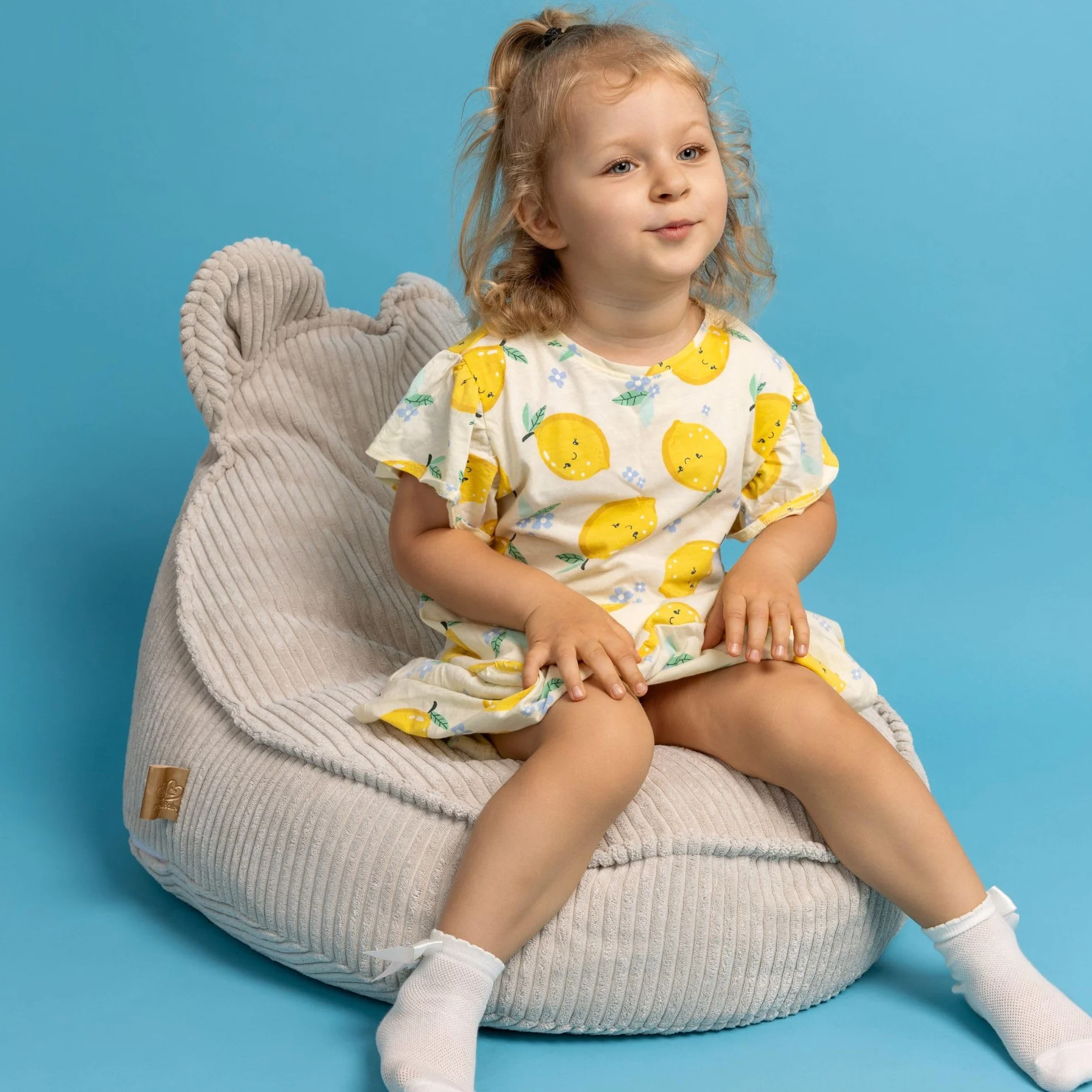 MEOWBABY Puff Oso para Niños, Beanbag, Estética Pana, Crudo, Estética Pana