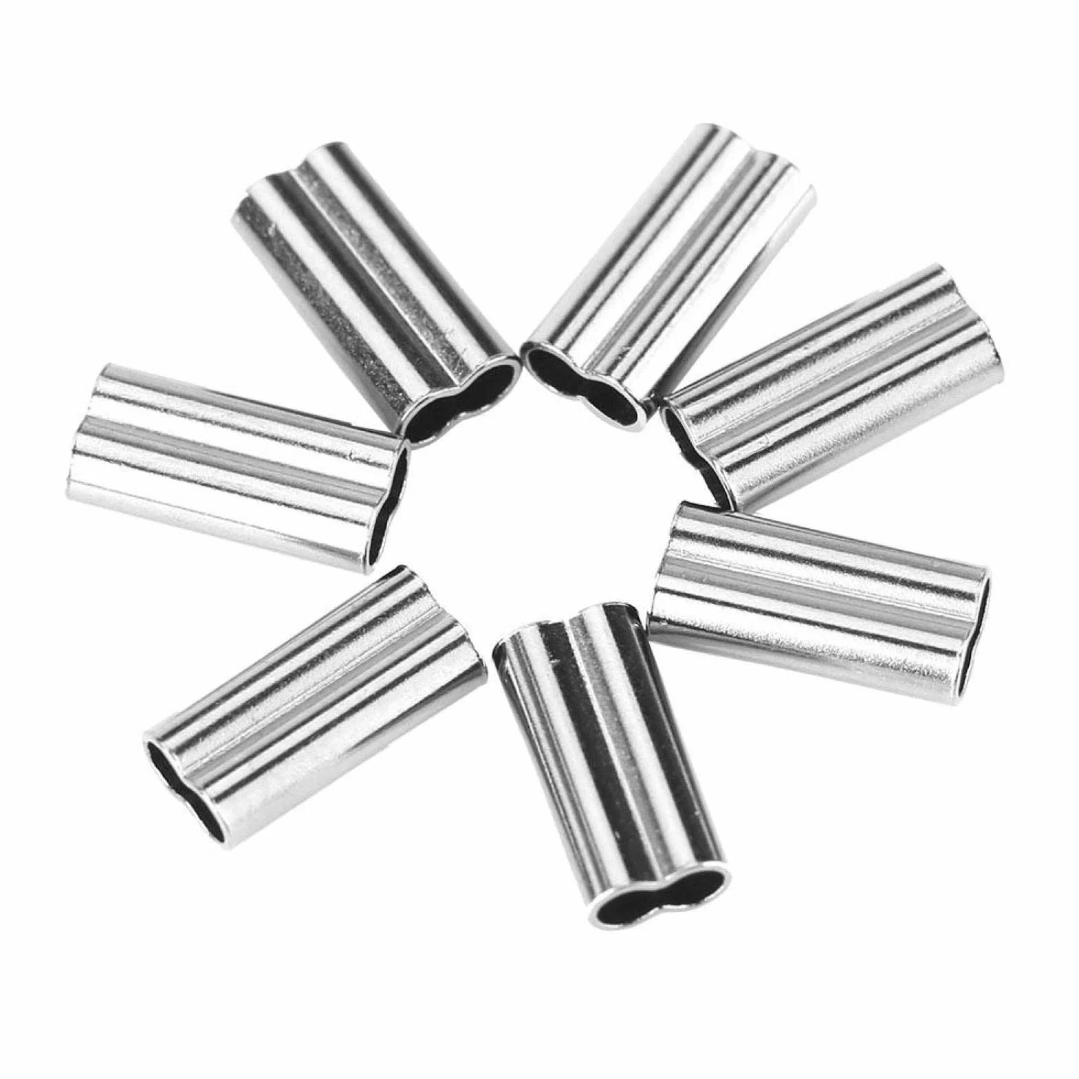 Tyenaza Tubo de línea de Pesca, Mangas de engarzado de Doble Barril, 100% Cobre, Conector de Tubo (100 Piezas, 6 tamaños)